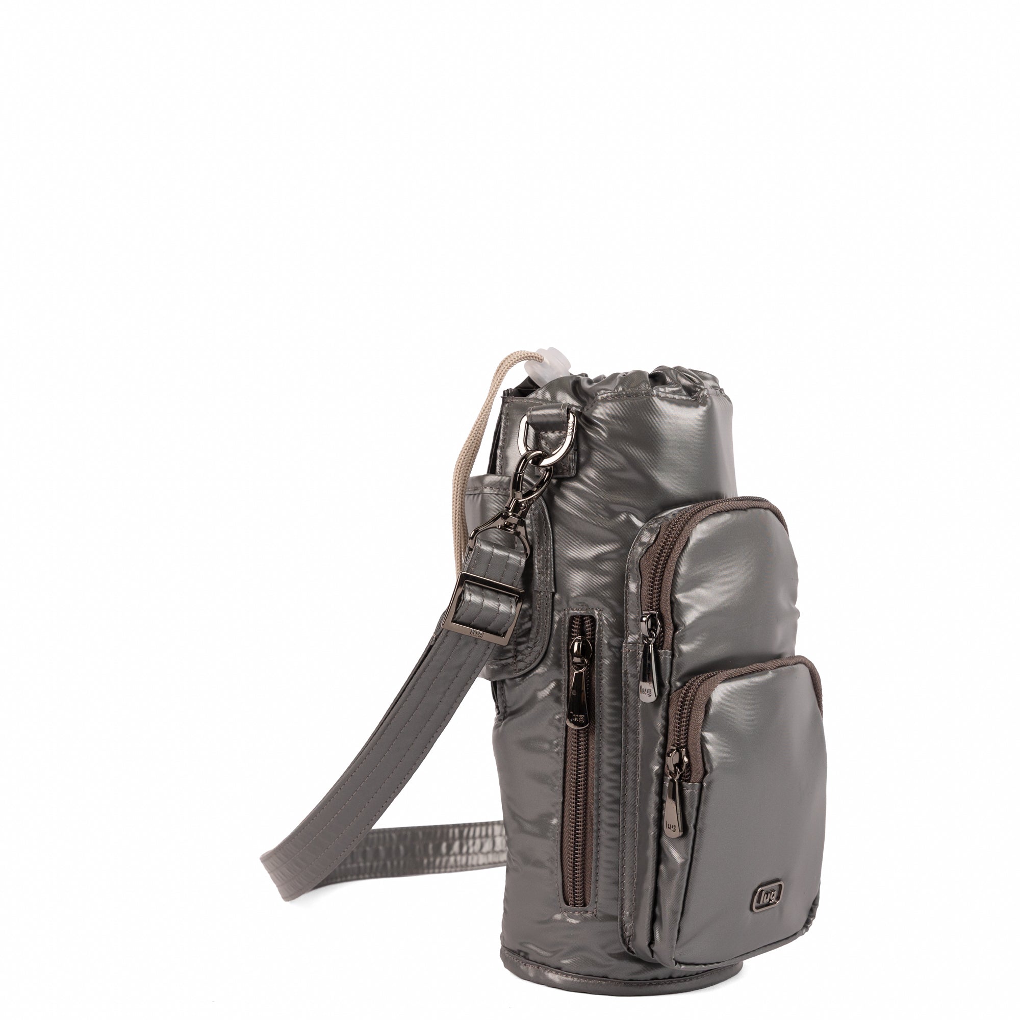 Huggie XL Crossbody Bottle Holder - METALLIC STORM - 25685_HuggieXL_MetallicStorm_Angle_02