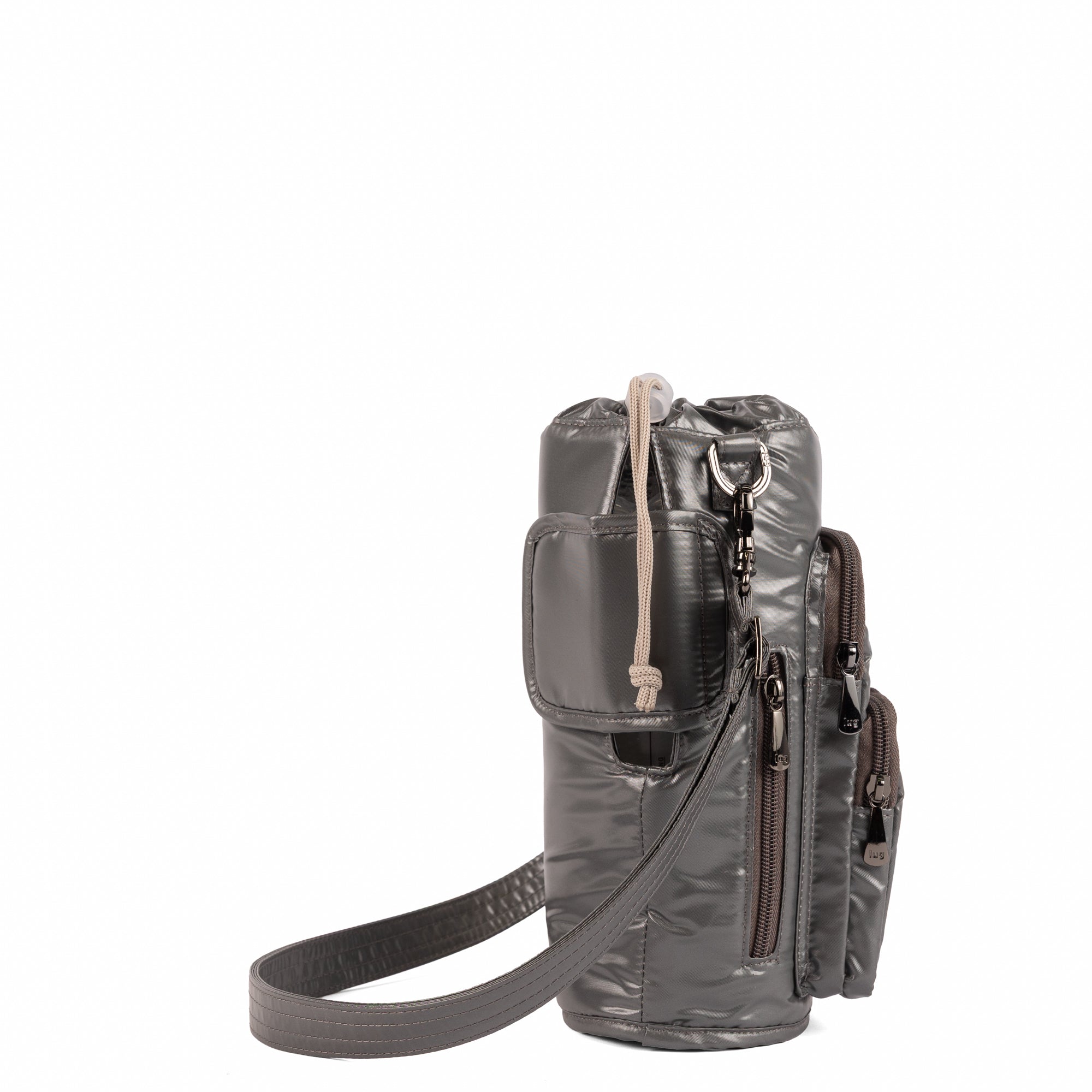 Huggie XL Crossbody Bottle Holder - METALLIC STORM - 25685_HuggieXL_MetallicStorm_Angle_03