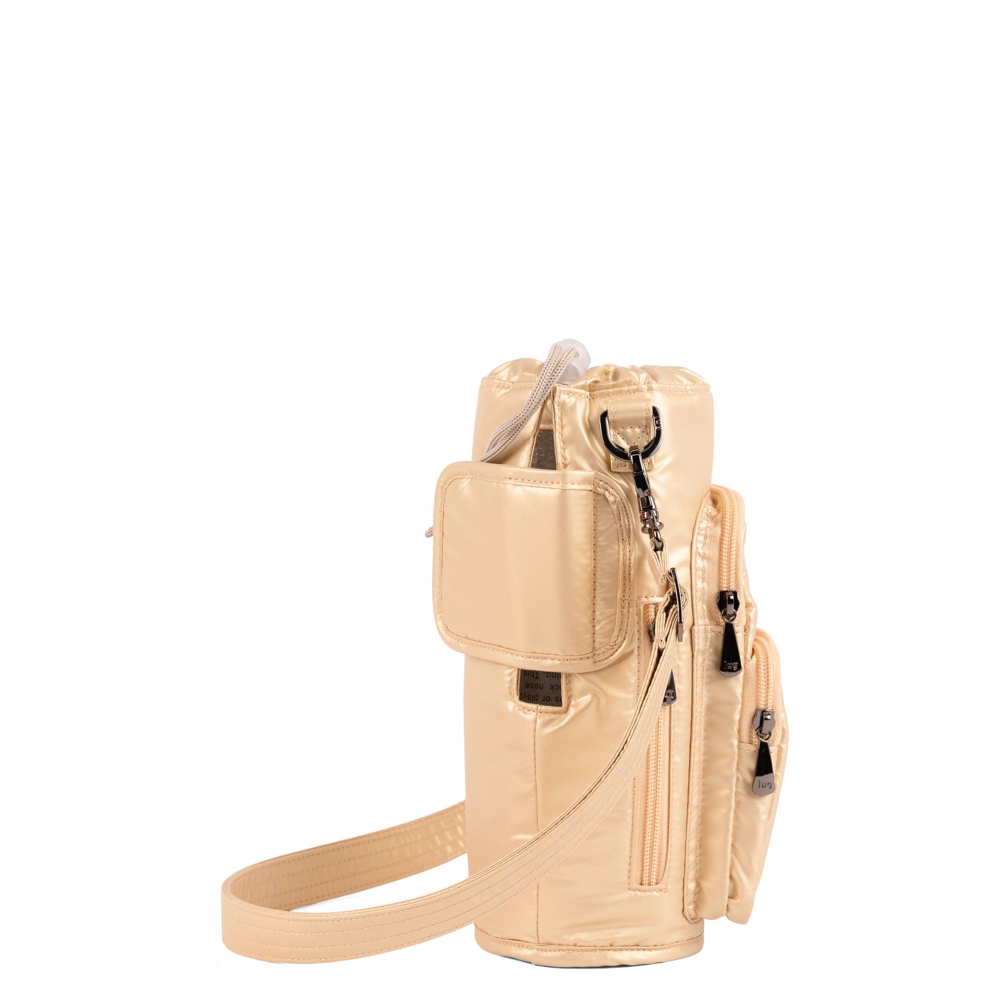 Huggie XL Crossbody Bottle Holder - METALLIC ROSE GOLD - 25688_HuggieXL_MetallicRoseGold_Angle_03