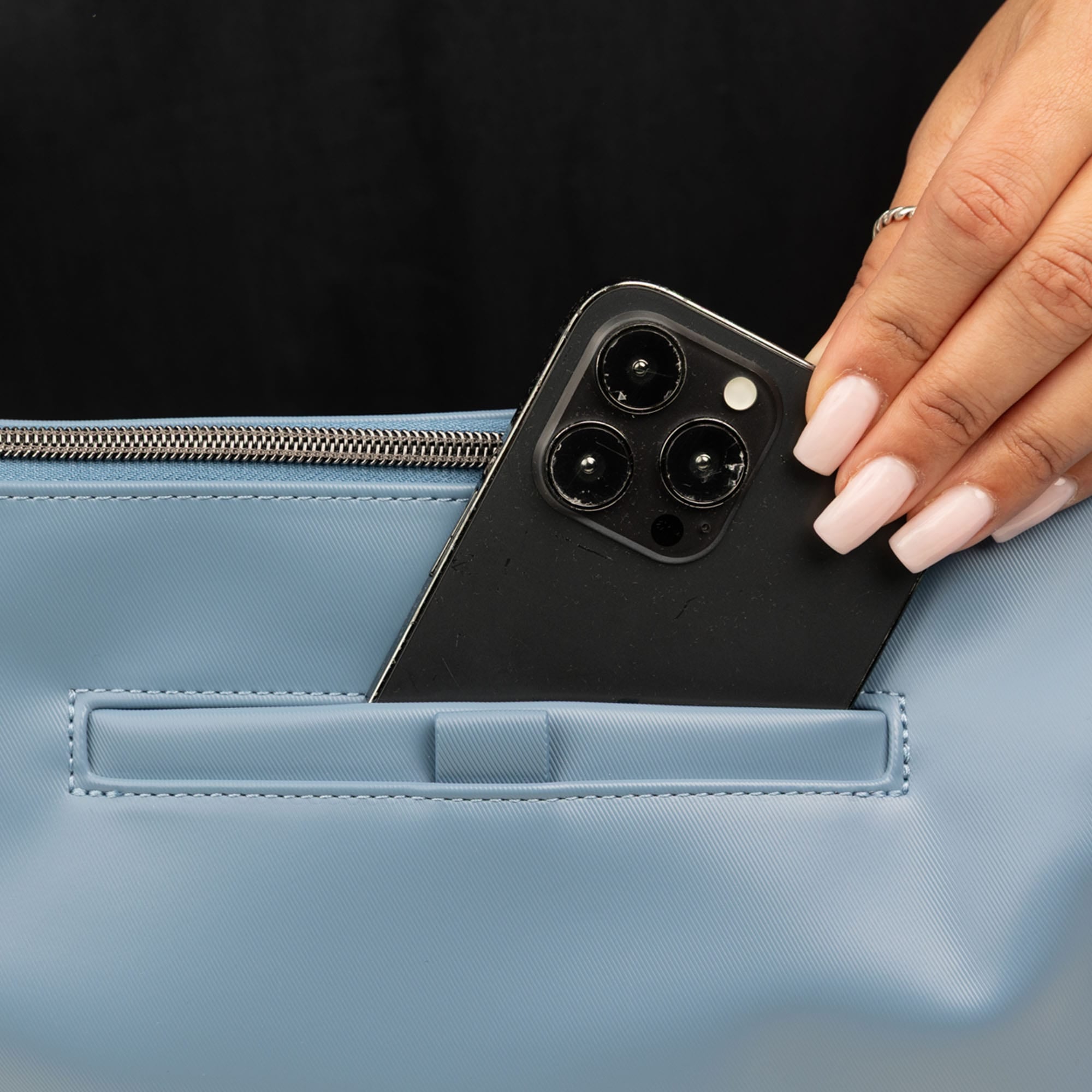 Quest Satin Luxe VL Shoulder Bag - - 25809_QuestSL_DenimDrift_Lifestyle_01