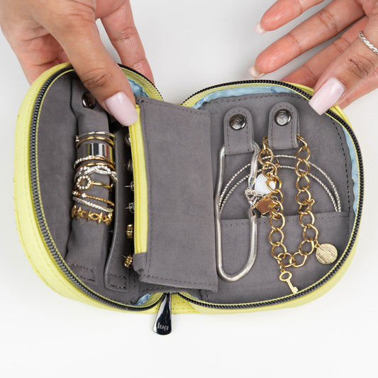 Kolo Mini Jewelry Matte Luxe VL Pouch with Charm Bar - - 25813_KoloML_ButtercupYellow_Lifestyle_02