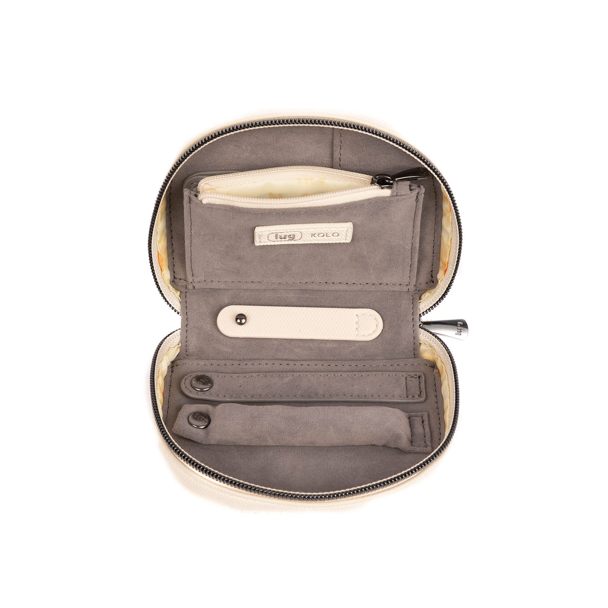 Kolo Mini Jewelry Matte Luxe VL Pouch with Charm Bar - MACADAMIA - 25816_KoloML_Macadamia_Angle_05