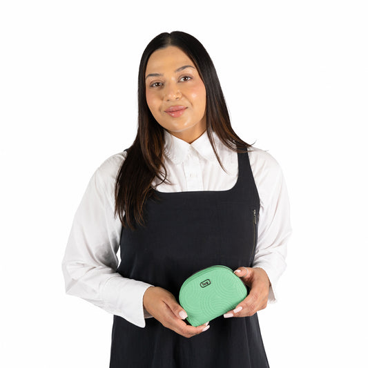 Kolo Mini Jewelry Matte Luxe VL Pouch with Charm Bar - - 25817_KoloML_SpearmintGreen_BagProportion_02