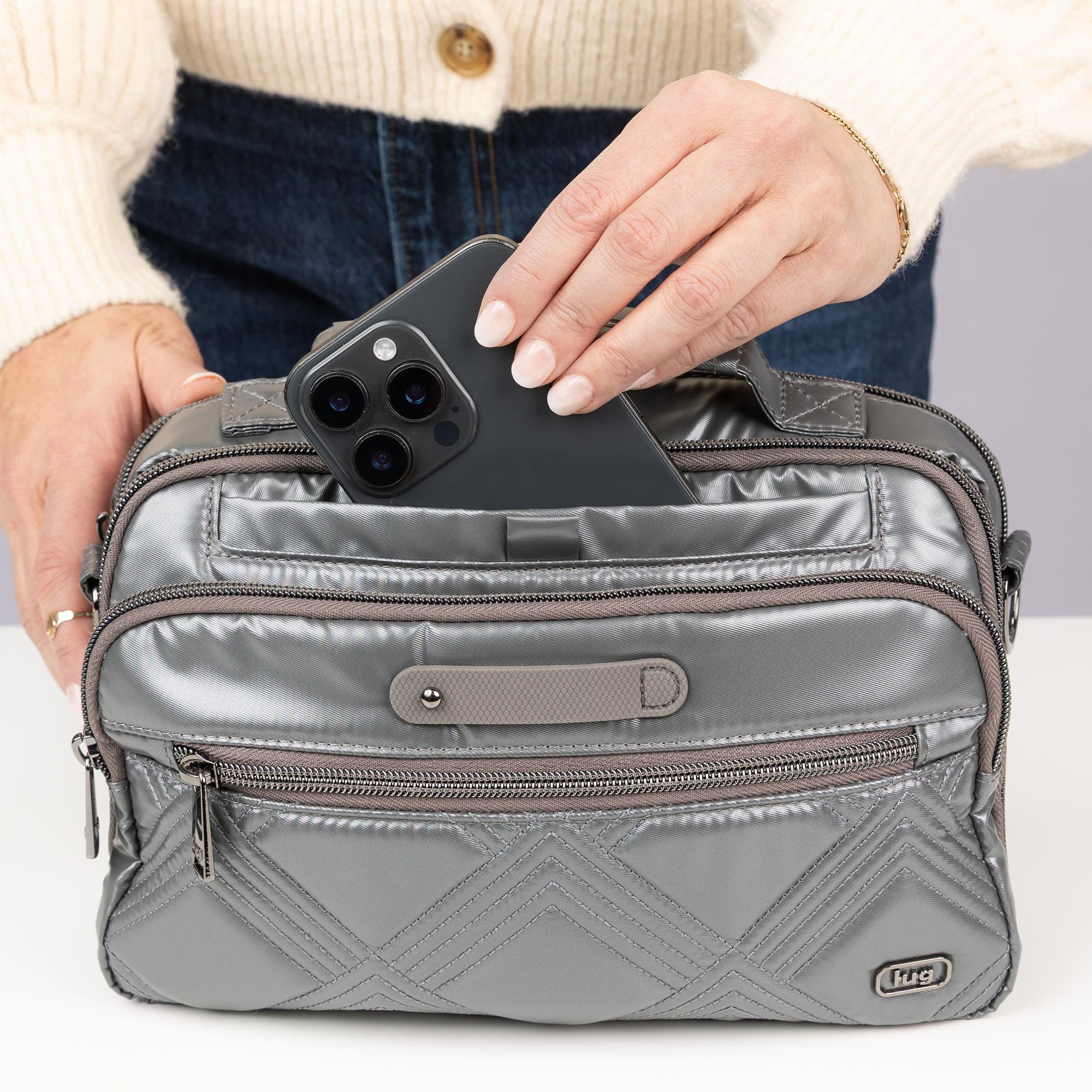 Legacy Collection Scoop SE Crossbody Bag - - 25836_LegacyScoopSE_MetallicStorm_Lifestyle_04