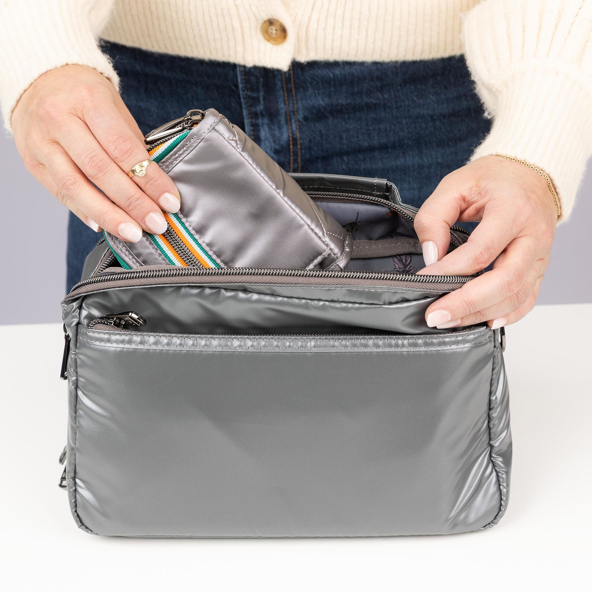 Legacy Collection Scoop SE Crossbody Bag - - 25836_LegacyScoopSE_MetallicStorm_Lifestyle_08