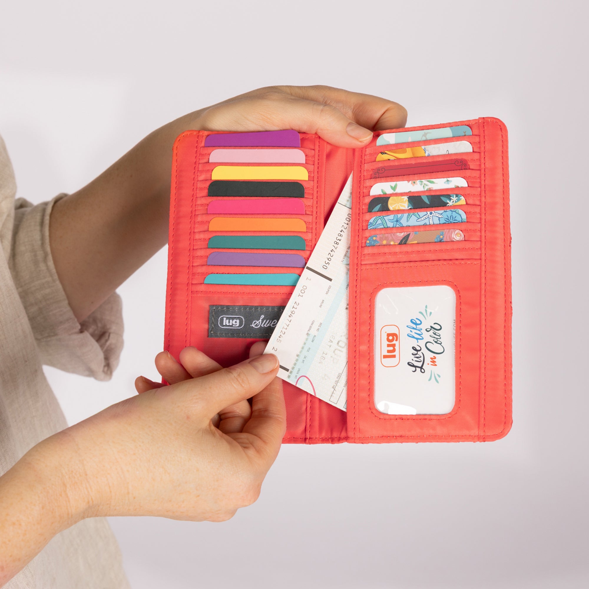 Sweep Slim Flap Wallet - - 26052_Sweep_PinkGrapefruit_BagProproption_3