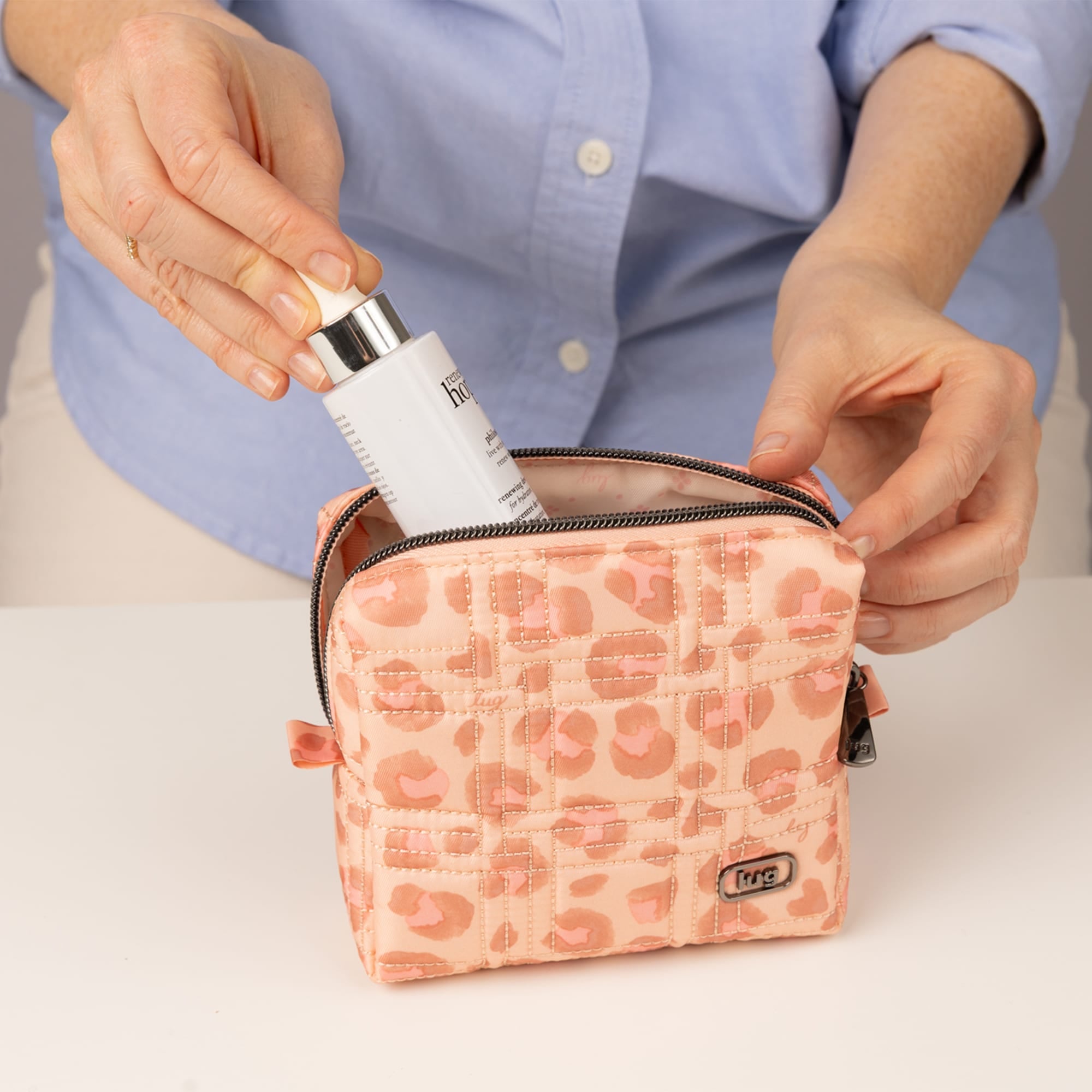 Domino Storage Pouch 2pc Set - - 26063_DominoPouch2PC_FadedLeopardPink_Lifestyle_02