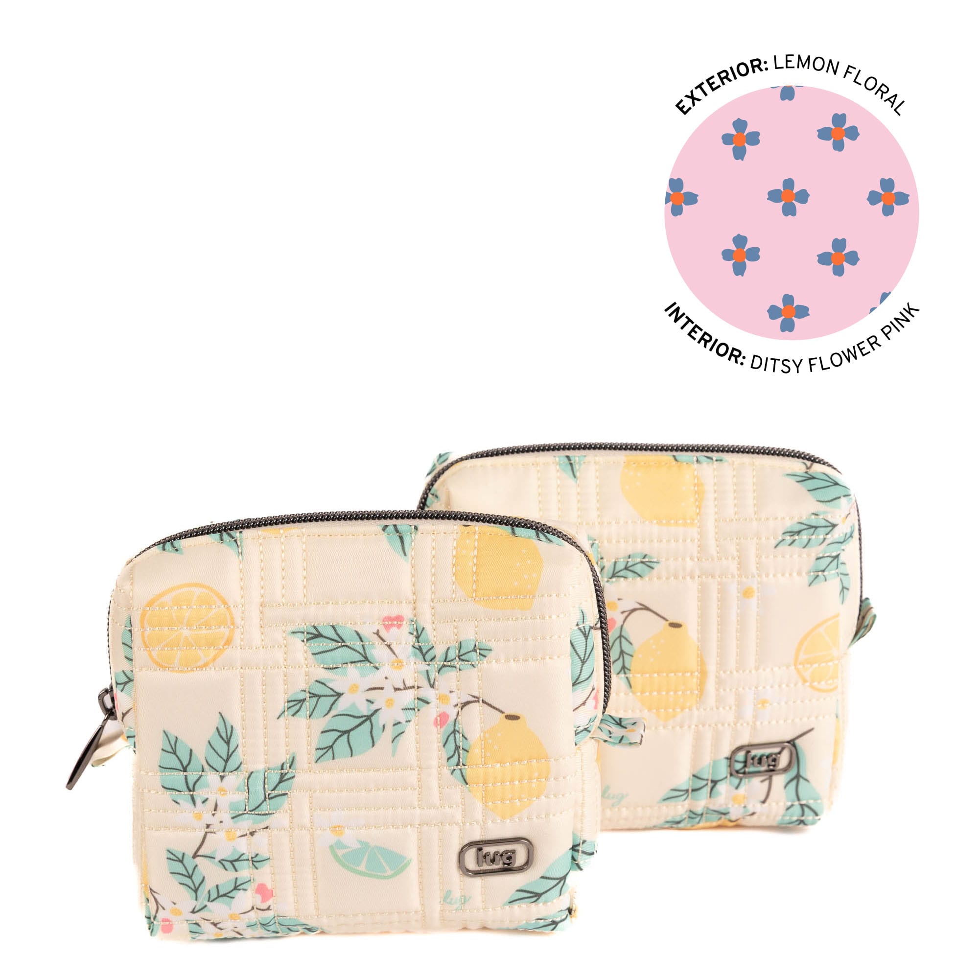 Domino Storage Pouch 2pc Set - LEMON FLORAL - 26065_DominoPouch2PC_LemonFloral_Angle_01