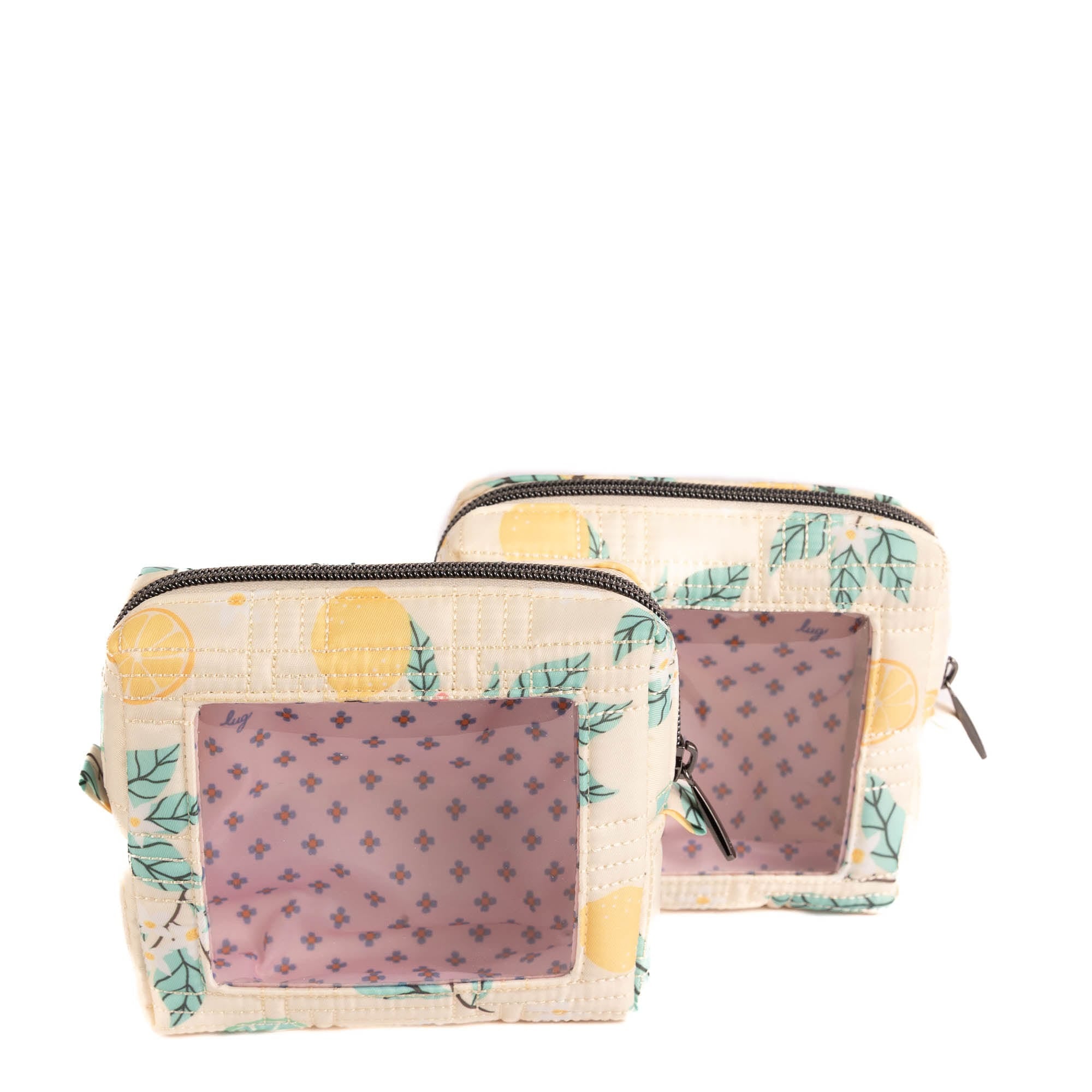 Domino Storage Pouch 2pc Set - LEMON FLORAL - 26065_DominoPouch2PC_LemonFloral_Angle_04