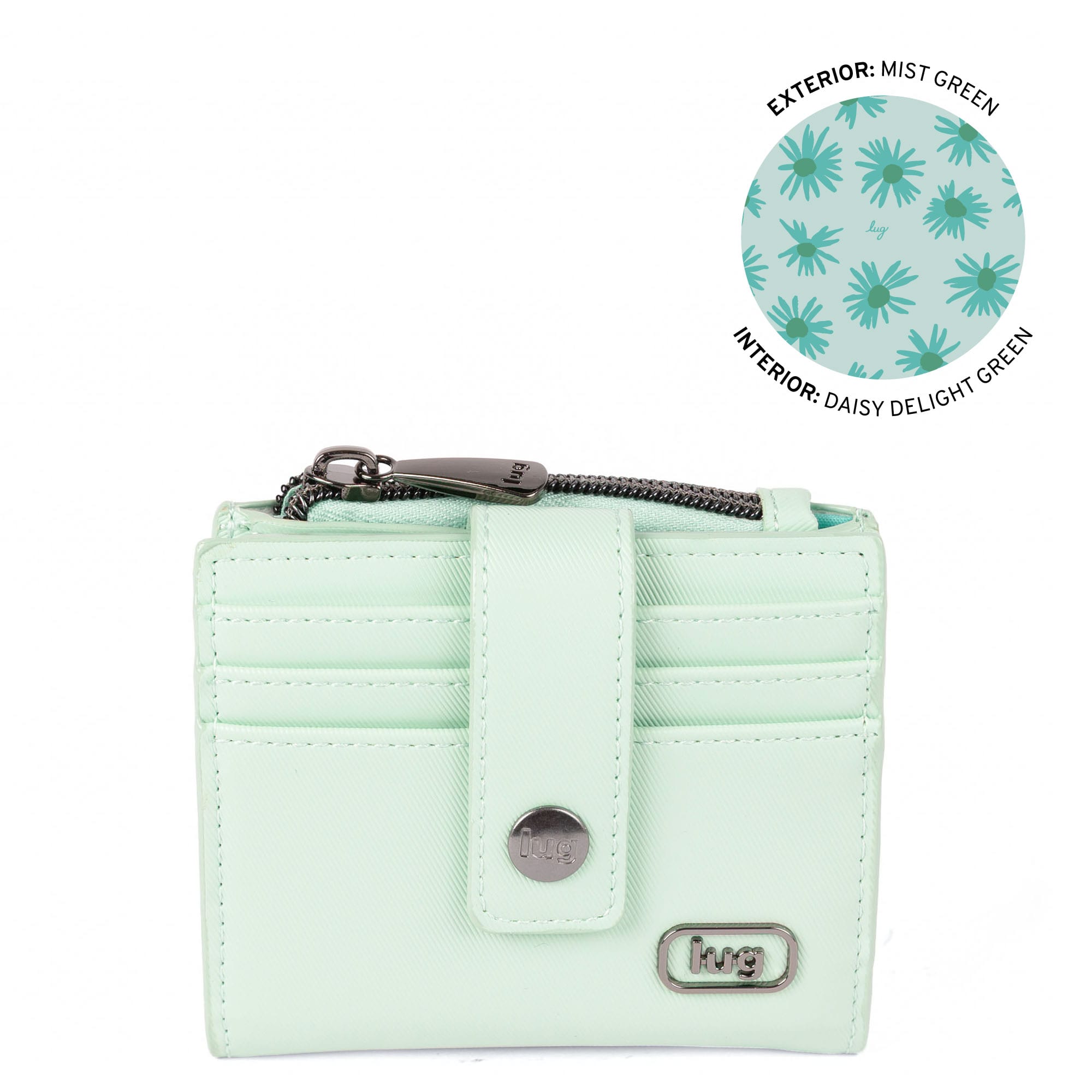 Hurdle Satin Luxe VL RFID Wallet - MIST GREEN - 26130_HurdleSL_MistGreen_Angle_01