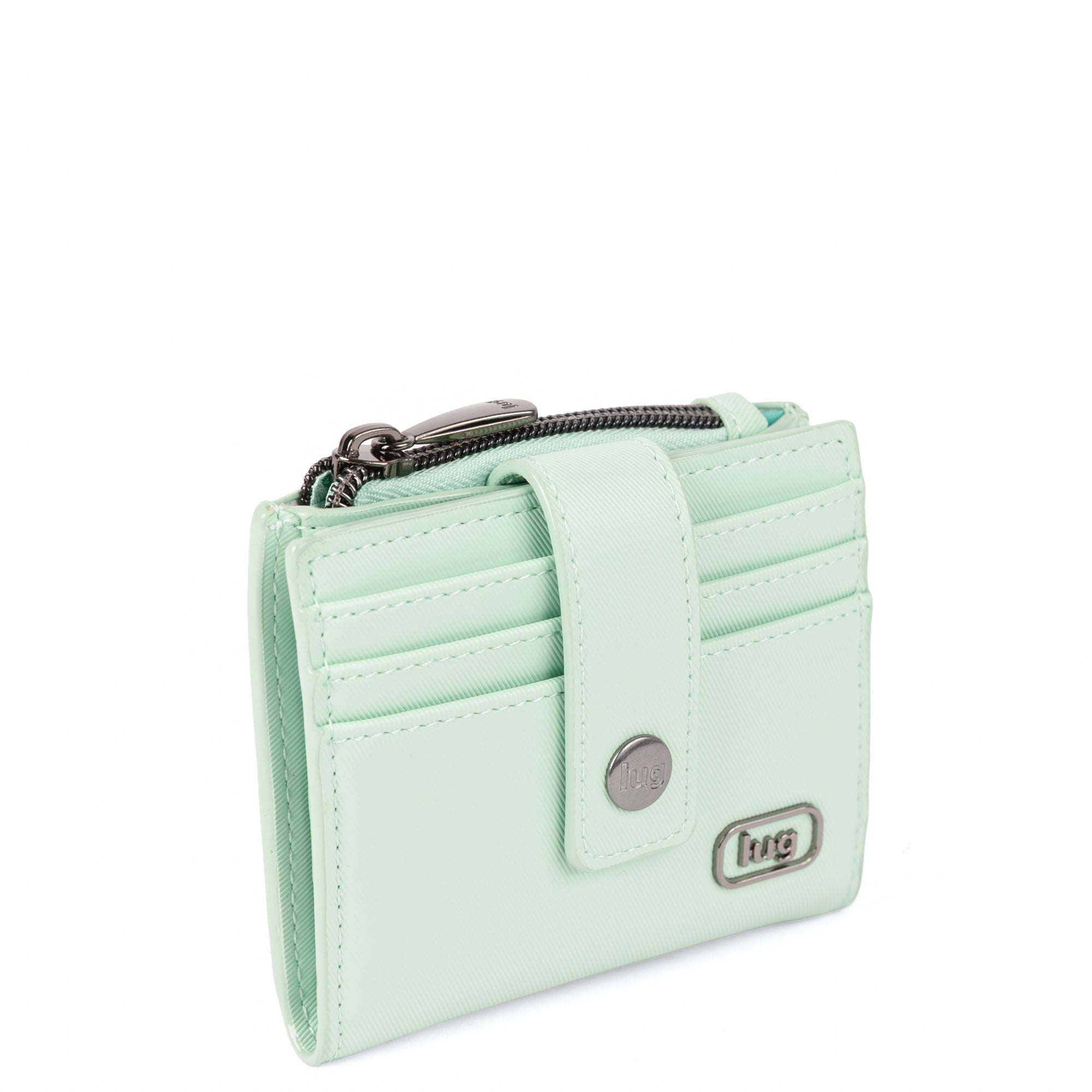 Hurdle Satin Luxe VL RFID Wallet - MIST GREEN - 26130_HurdleSL_MistGreen_Angle_02