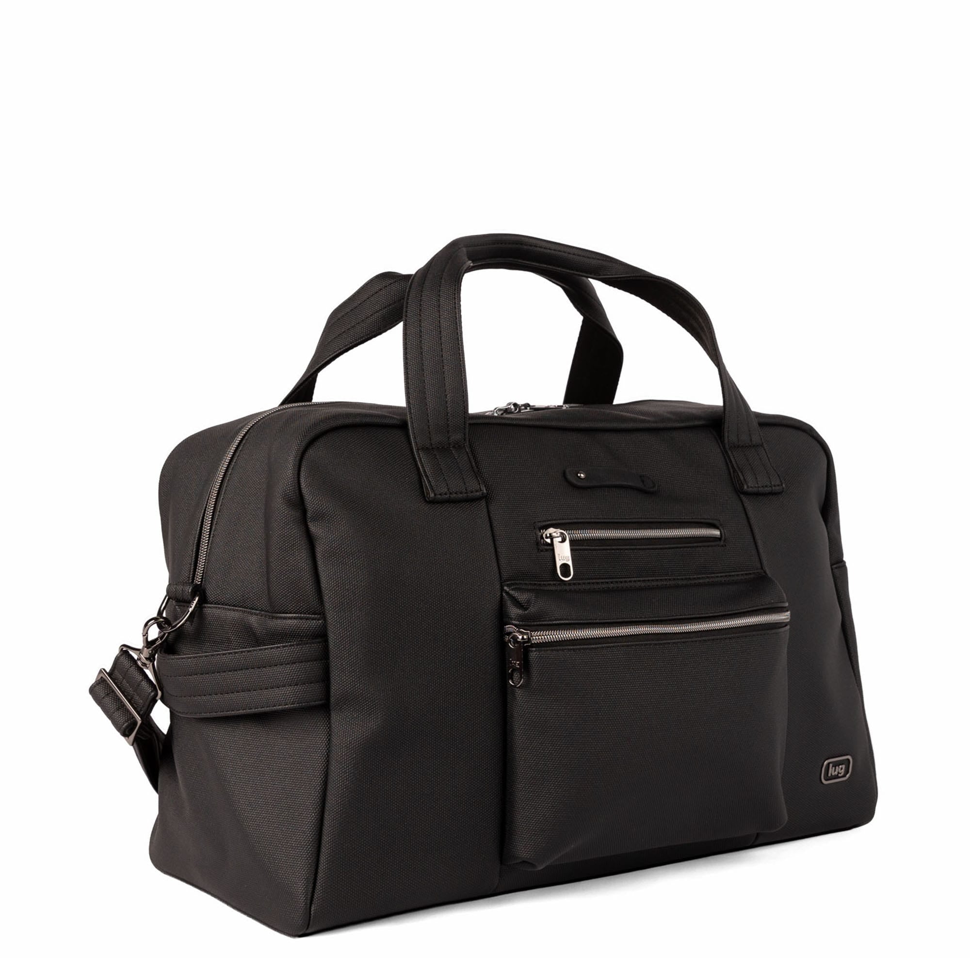 Charger Matte Luxe VL Overnight Bag with Charm Bar - BLACK - 26135_Charger_MatteLuxe_Black_Angle_02