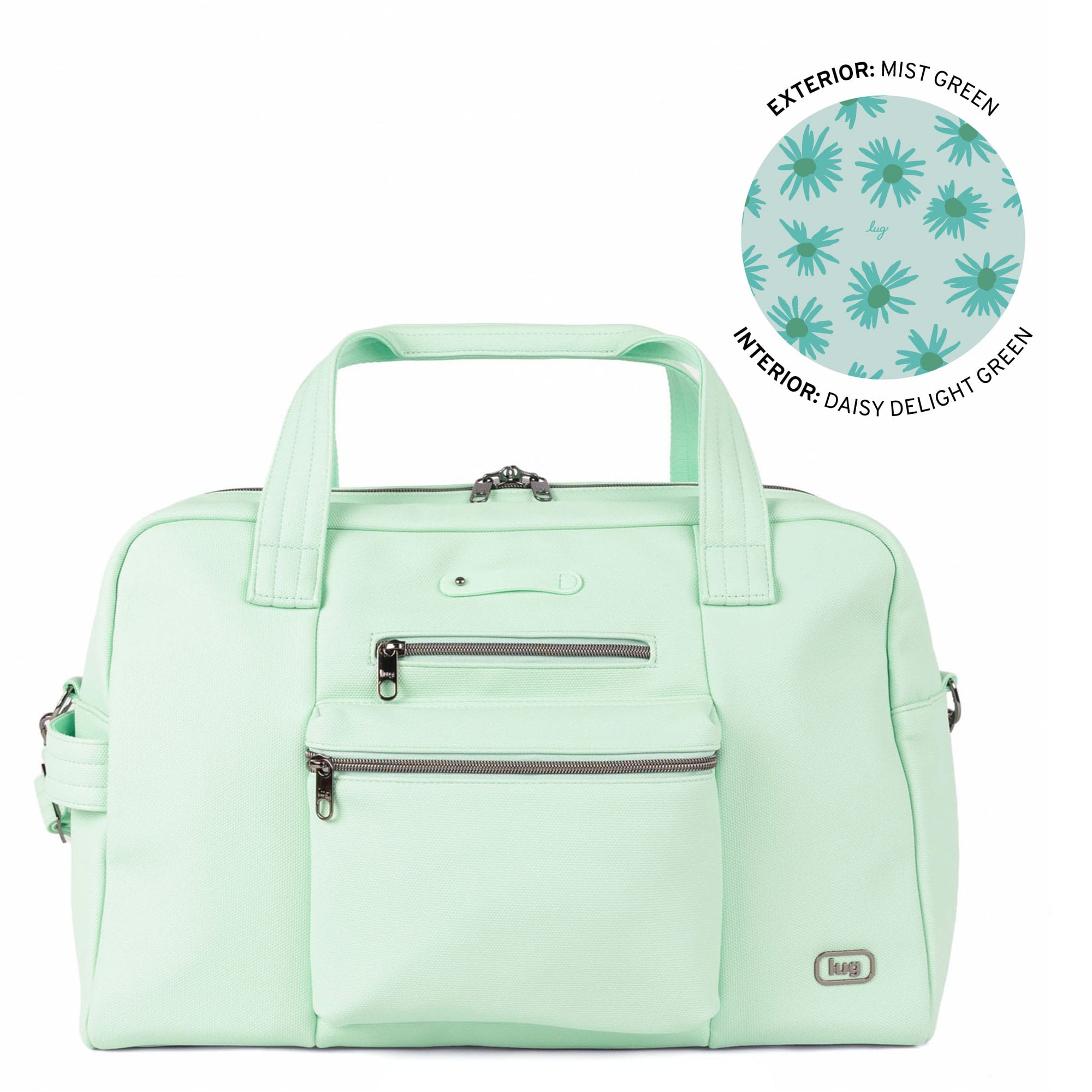 Charger Matte Luxe VL Overnight Bag with Charm Bar - MIST GREEN - 26138_Charger_MatteLuxe_MistGreen_Angle_01