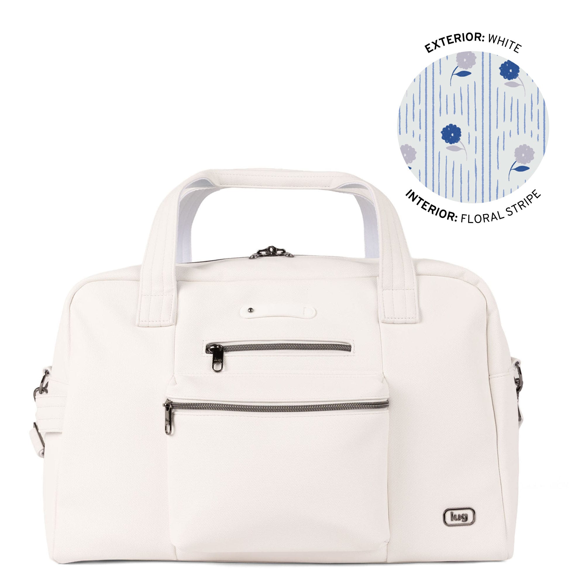 Charger Matte Luxe VL Overnight Bag with Charm Bar - WHITE - 26139_Charger_MatteLuxe_White_Angle_01