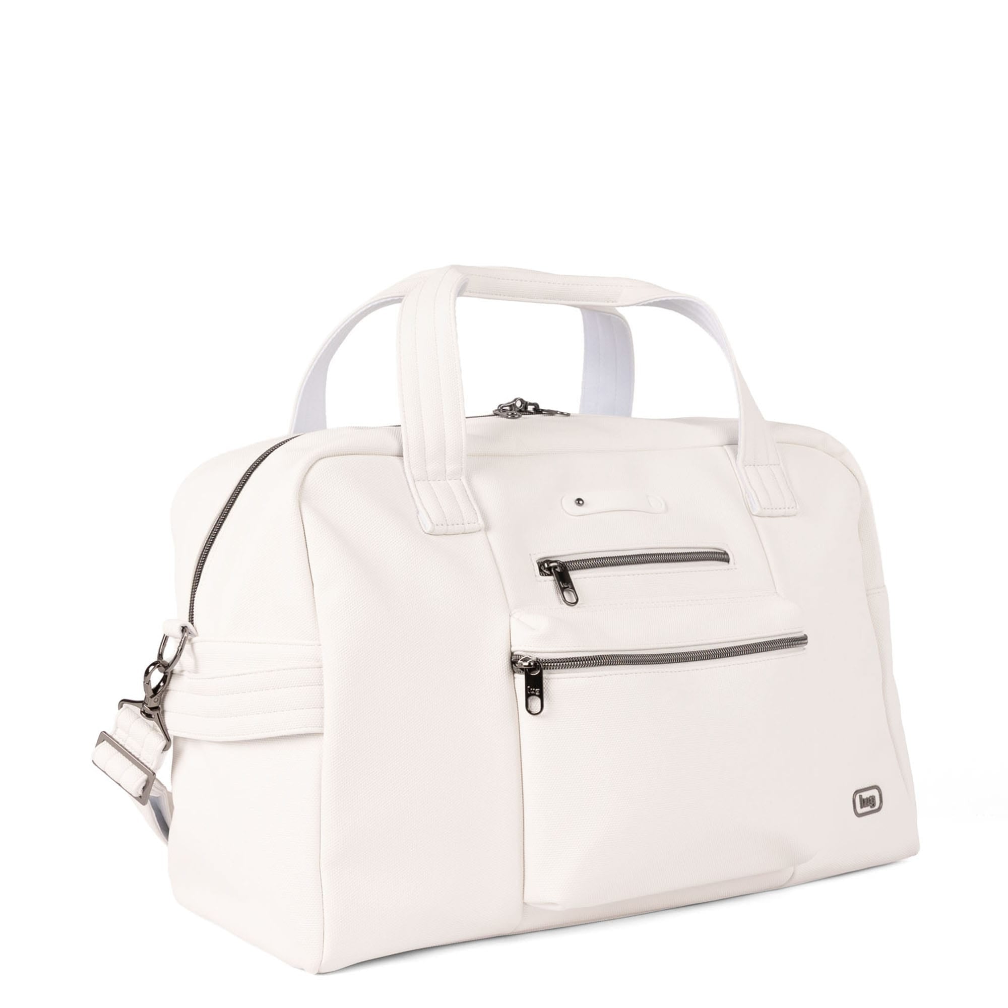 Charger Matte Luxe VL Overnight Bag with Charm Bar - WHITE - 26139_Charger_MatteLuxe_White_Angle_02