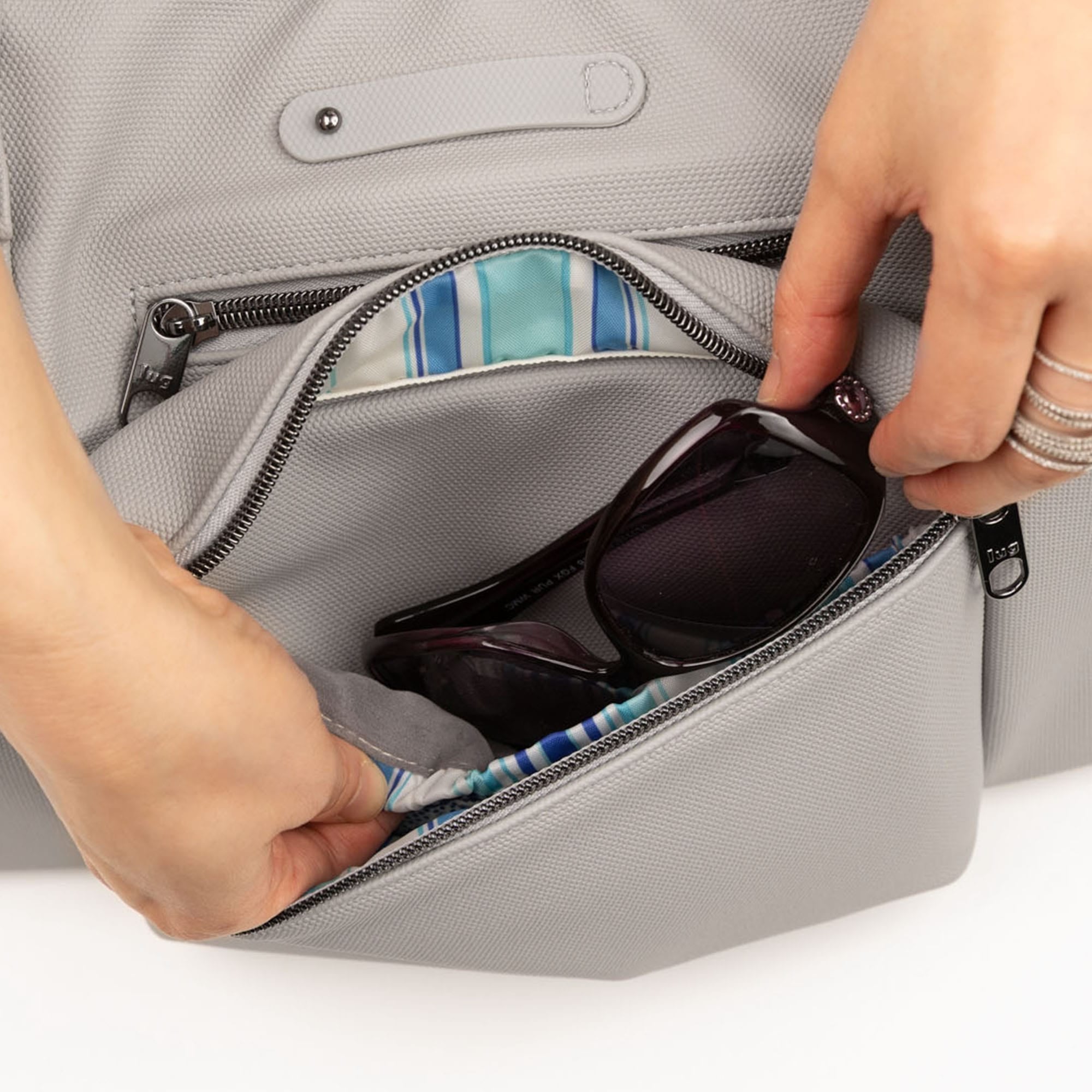 Charger Matte Luxe VL Overnight Bag with Charm Bar - - 26140_Charger_MatteLuxe_CloudGrey_Lifestyle_03