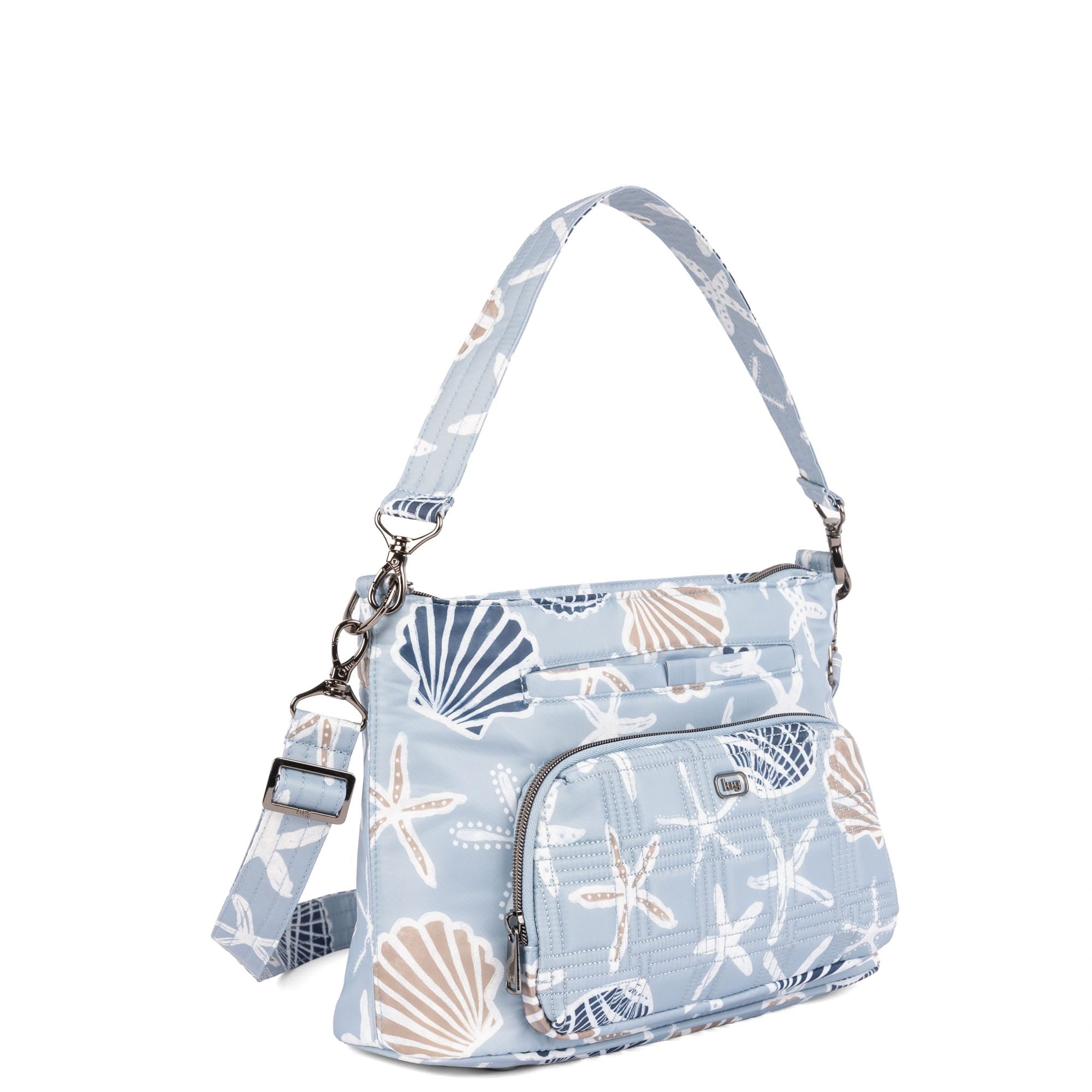 Lug Samba 2 convertible crossbody bag in seashore color, showing the bag's angled view with adjustable strap and sleek design.
