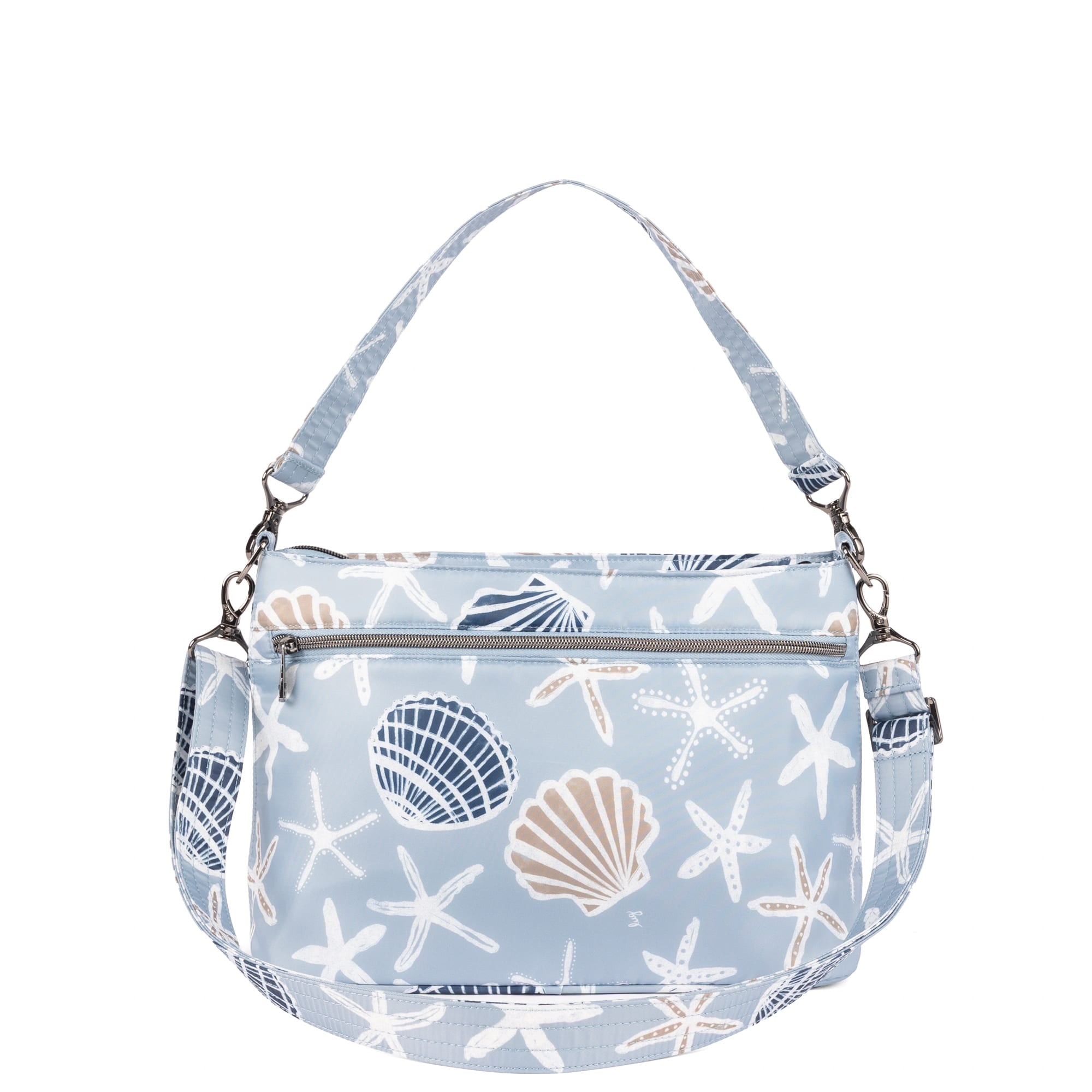 Lug Samba 2 Convertible Crossbody Bag in seashore color, showing its adjustable strap and compact design from an angled view.