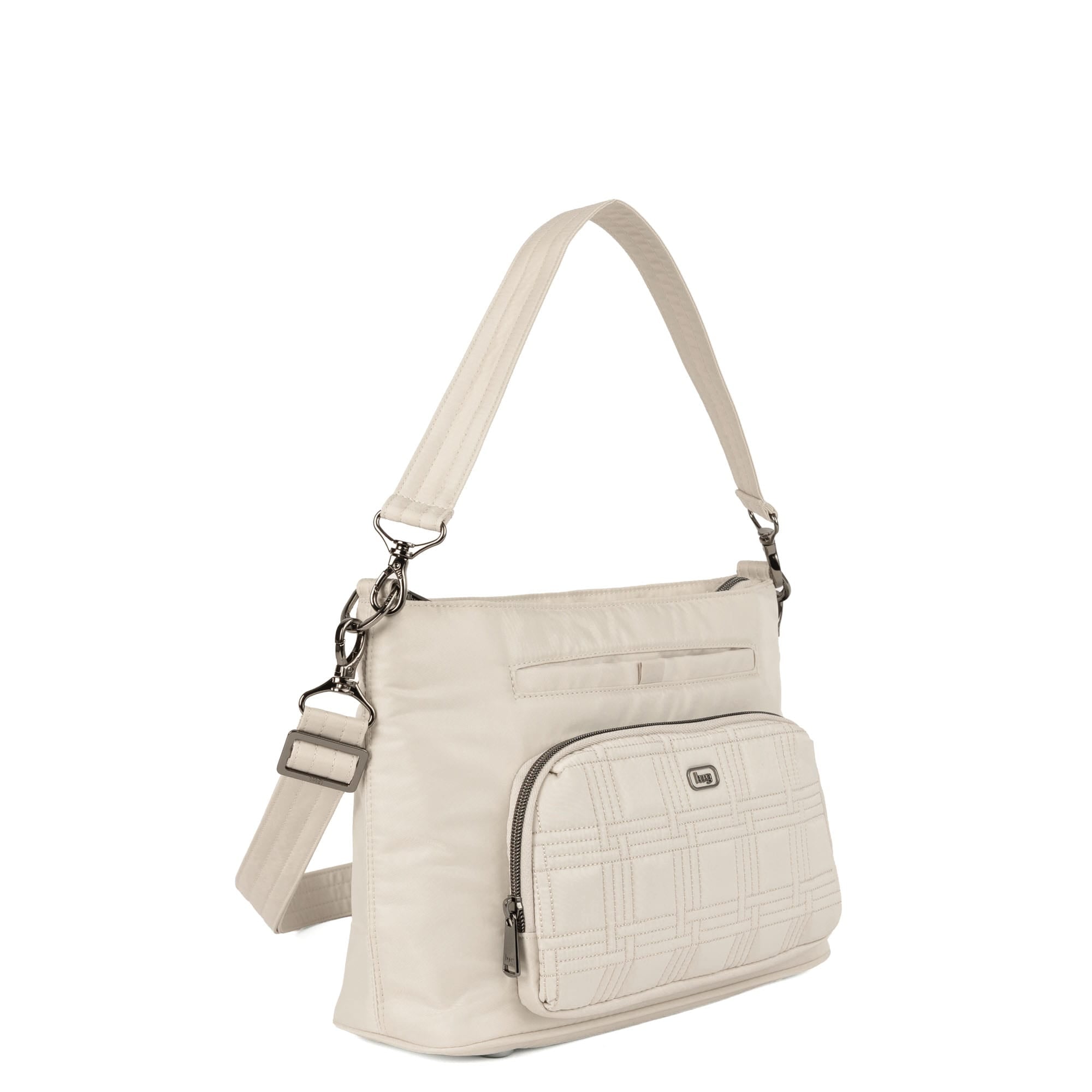 Lug Samba 2 Pebble Crossbody Bag showing its angled view with adjustable strap and textured pebble leather finish.