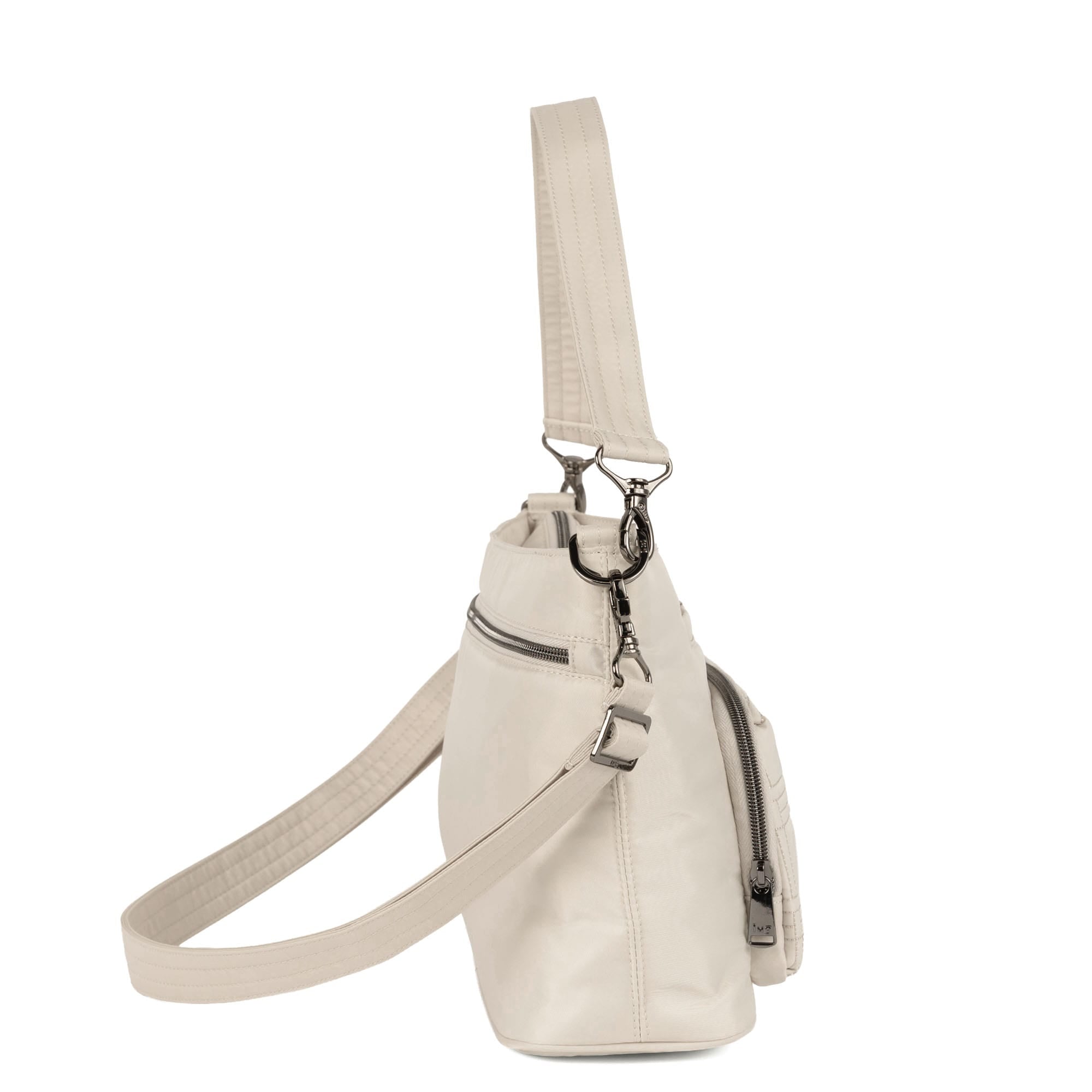 Lug Samba 2 convertible crossbody bag in pebble leather, shown from an angled view with adjustable strap and stylish design.