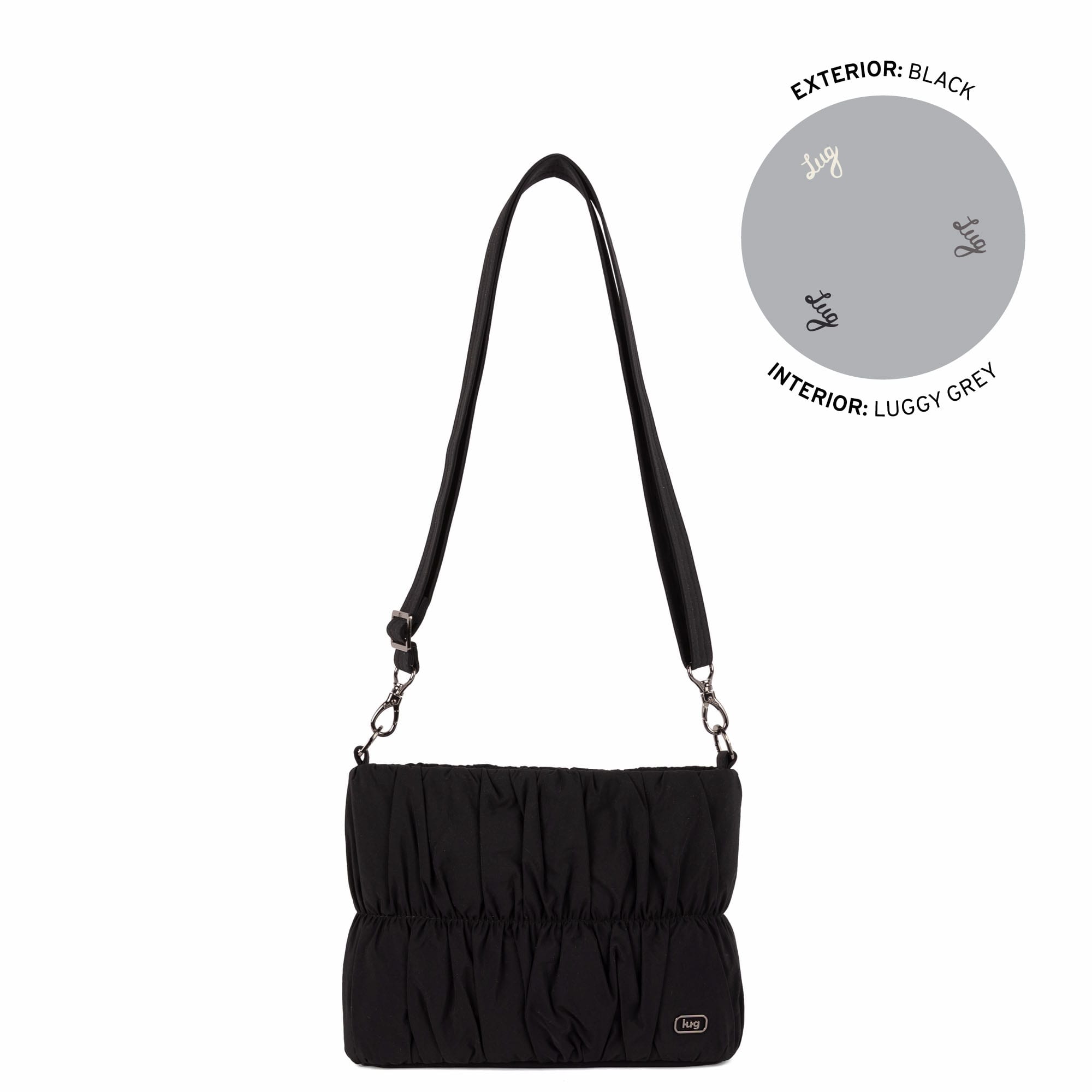 Flounce CloudGo Ruched Crossbody Bag - BLACK - 26152_Flounce_CloudGo_Black_Angle_01