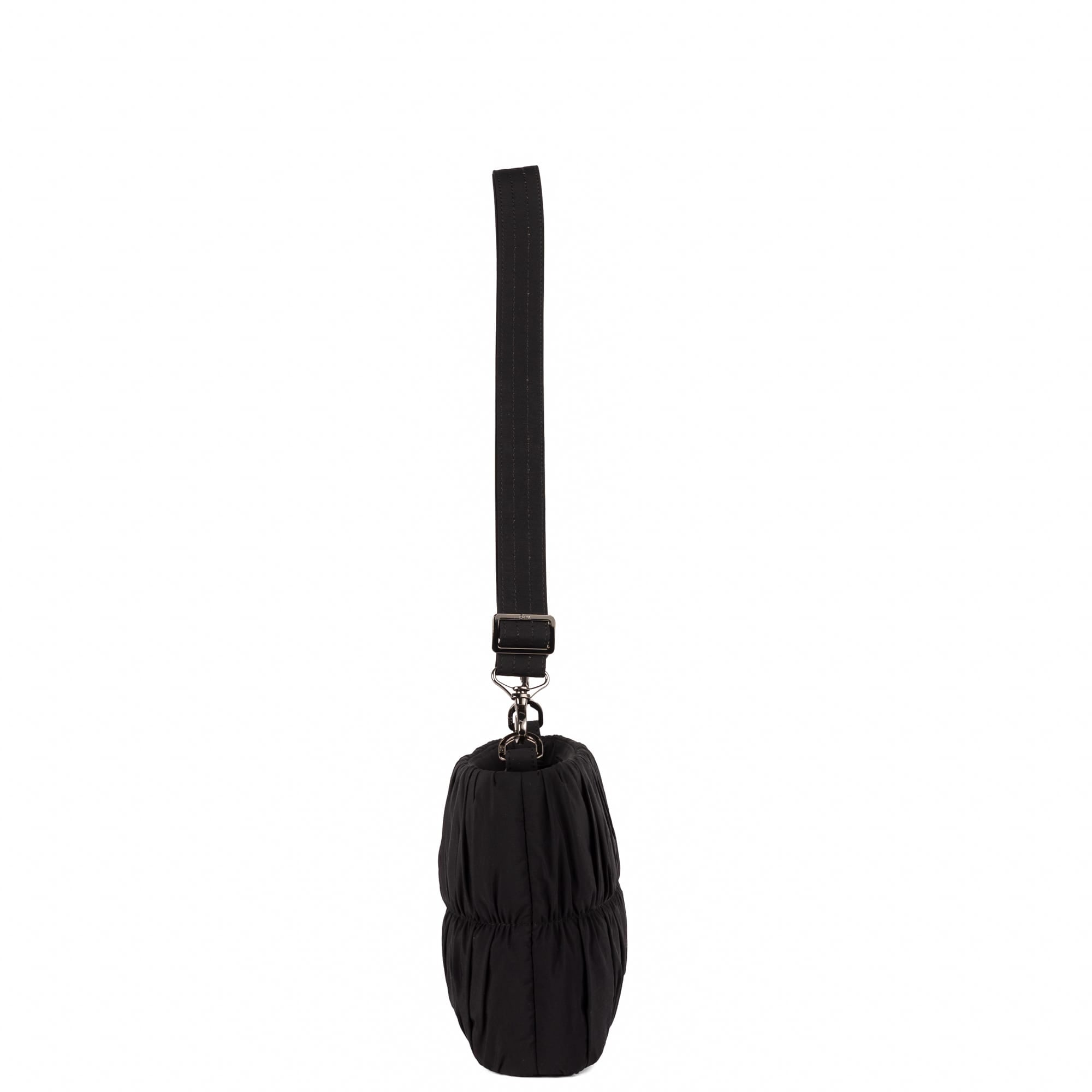 Flounce CloudGo Ruched Crossbody Bag - BLACK - 26152_Flounce_CloudGo_Black_Angle_03