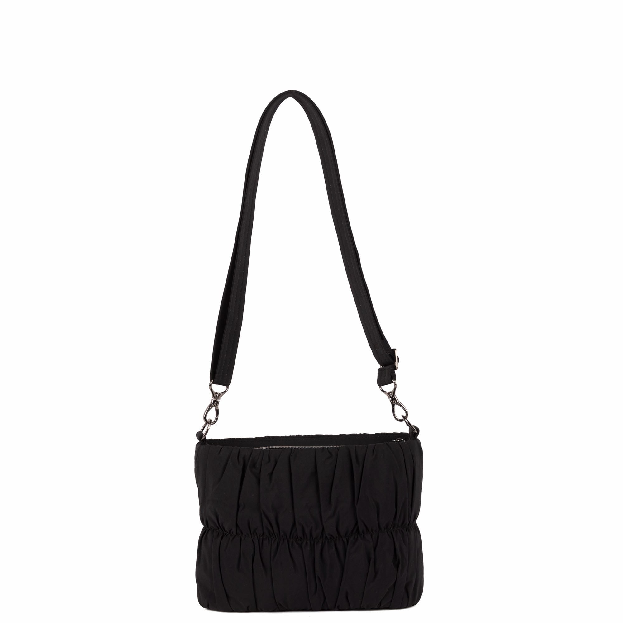 Flounce CloudGo Ruched Crossbody Bag - BLACK - 26152_Flounce_CloudGo_Black_Angle_04