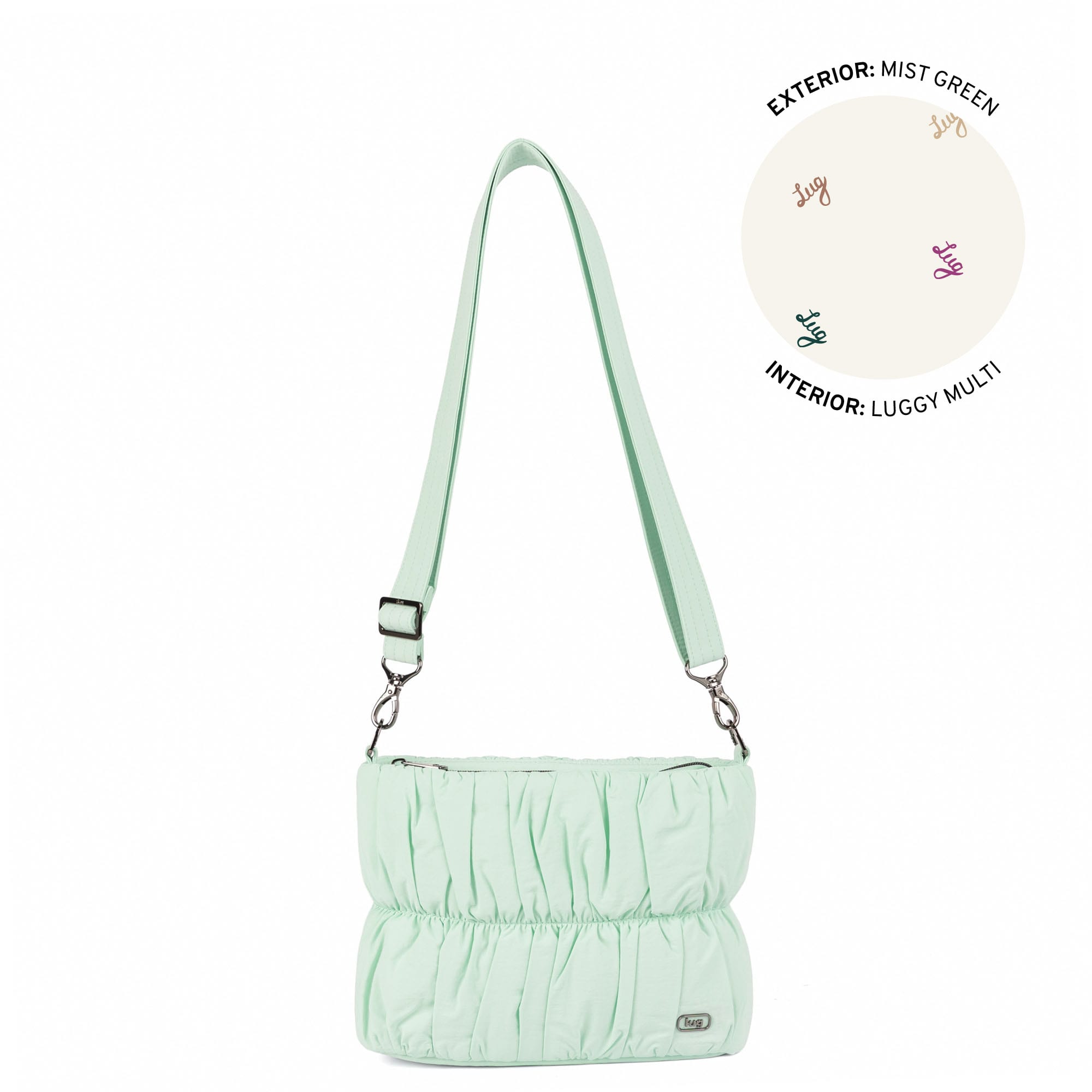 Flounce CloudGo Ruched Crossbody Bag - MIST GREEN - 26153_Flounce_CloudGo_MistGreen_Angle_01