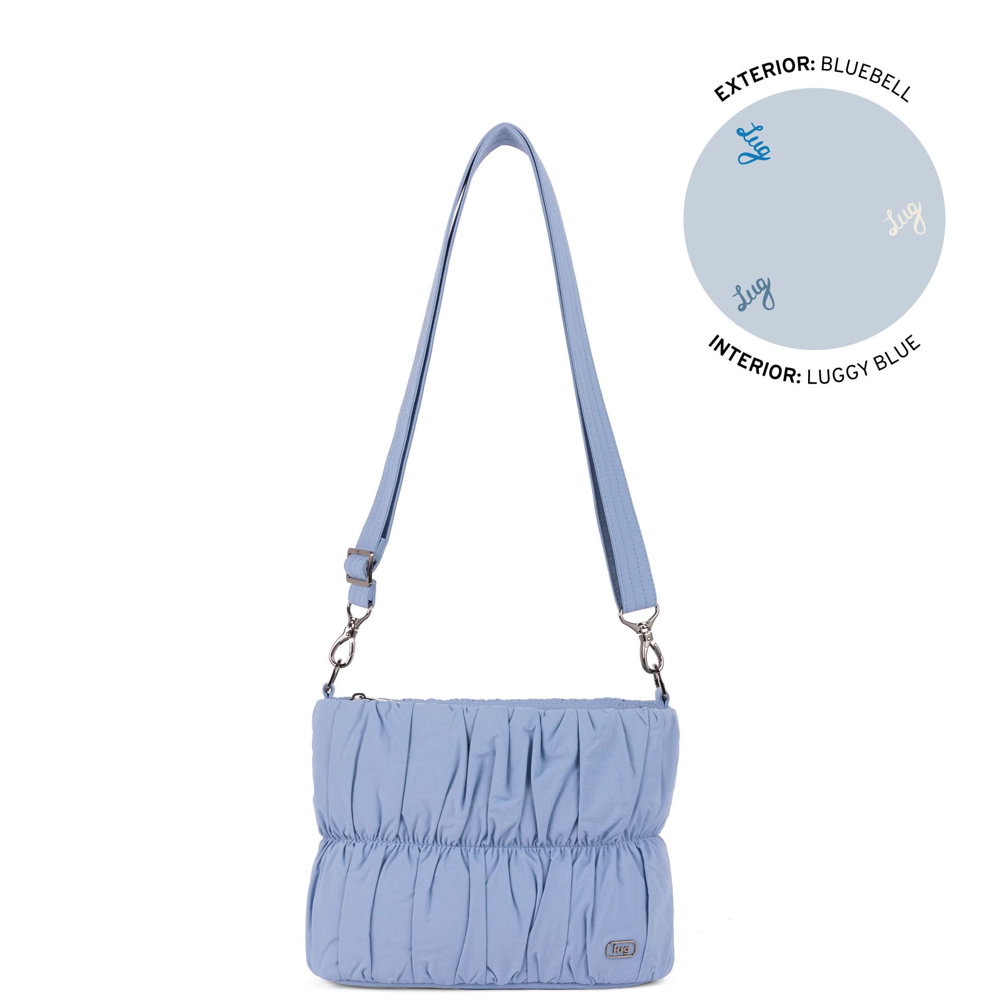 Flounce CloudGo Ruched Crossbody Bag - BLUEBELL - 26155_Flounce_CloudGo_Bluebell_Angle_01
