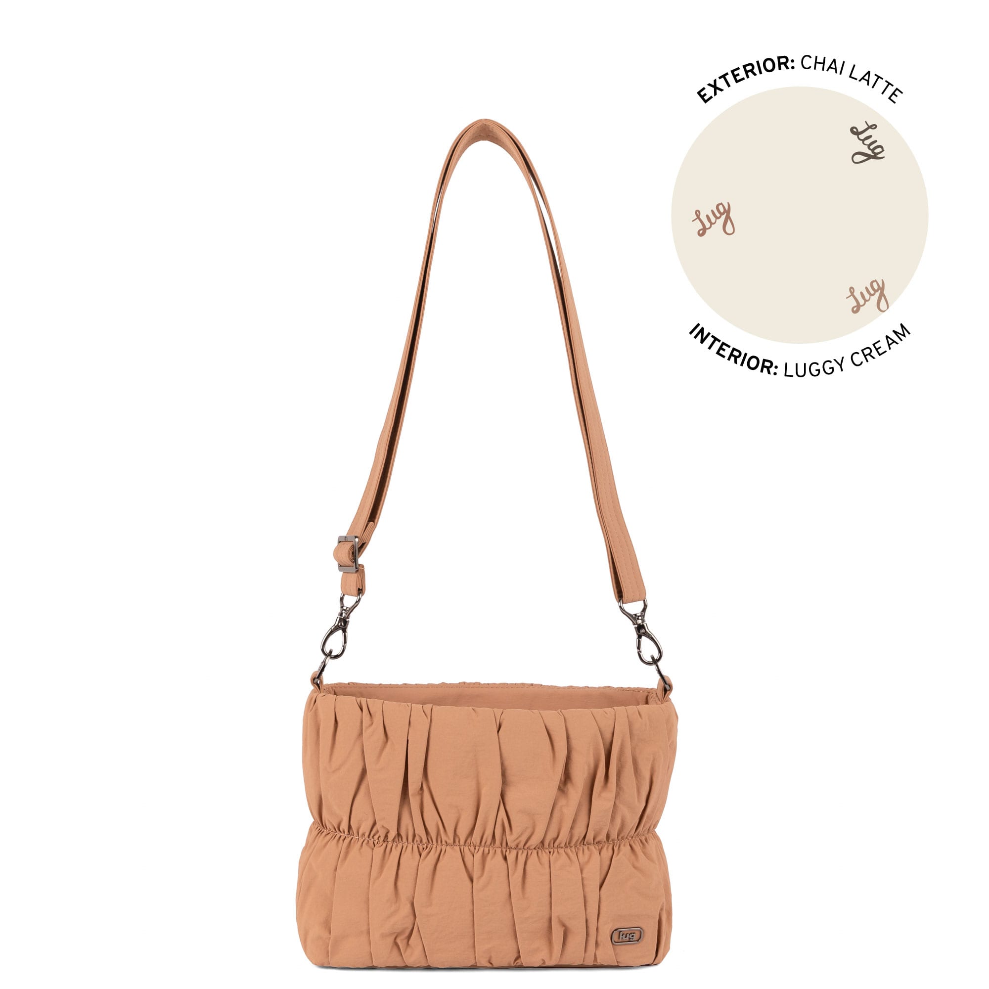 Flounce CloudGo Ruched Crossbody Bag - CHAI LATTE - 26156_Flounce_CloudGo_ChaiLatte_Angle_01