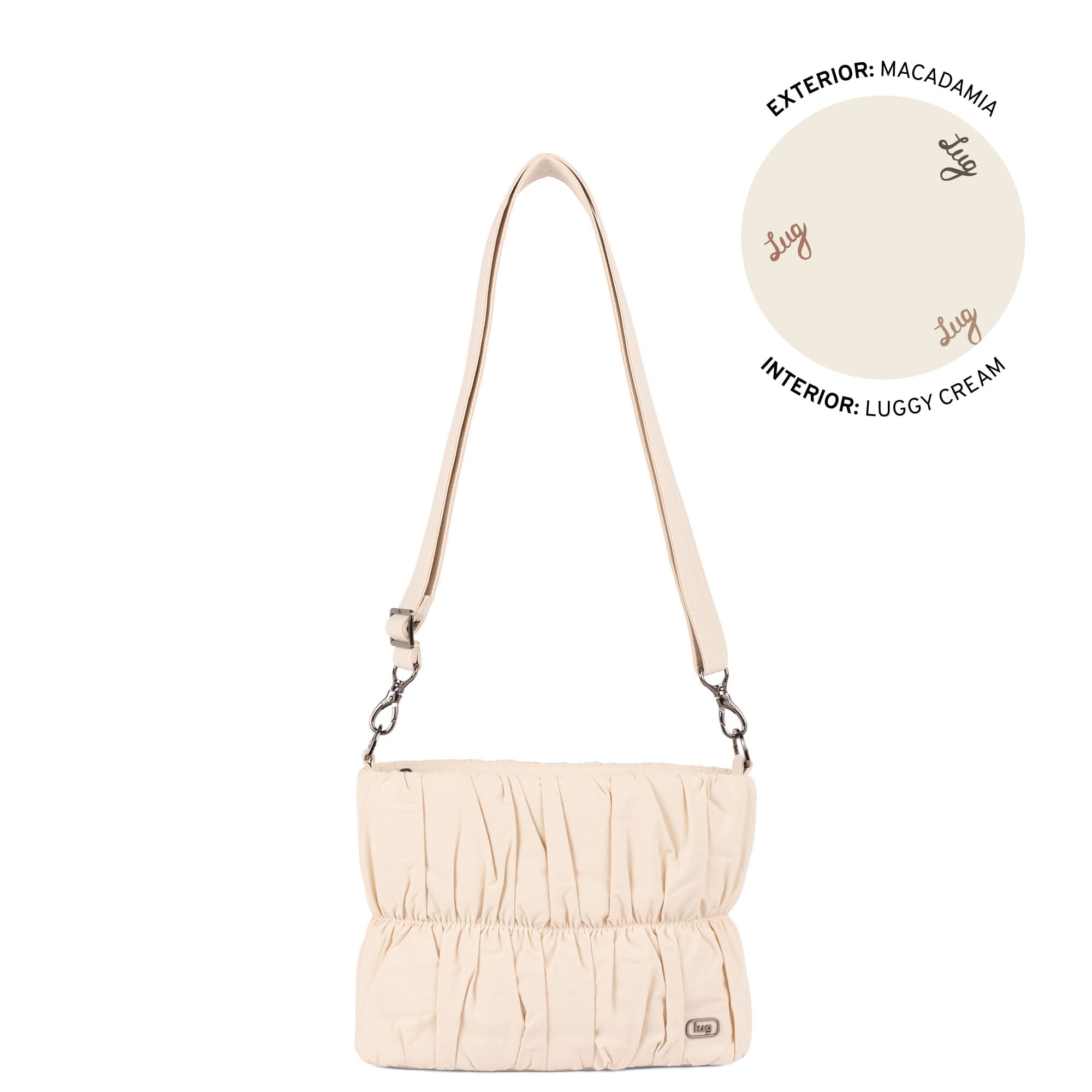 Flounce CloudGo Ruched Crossbody Bag - MACADAMIA - 26157_Flounce_CloudGo_Macademia_Angle_01