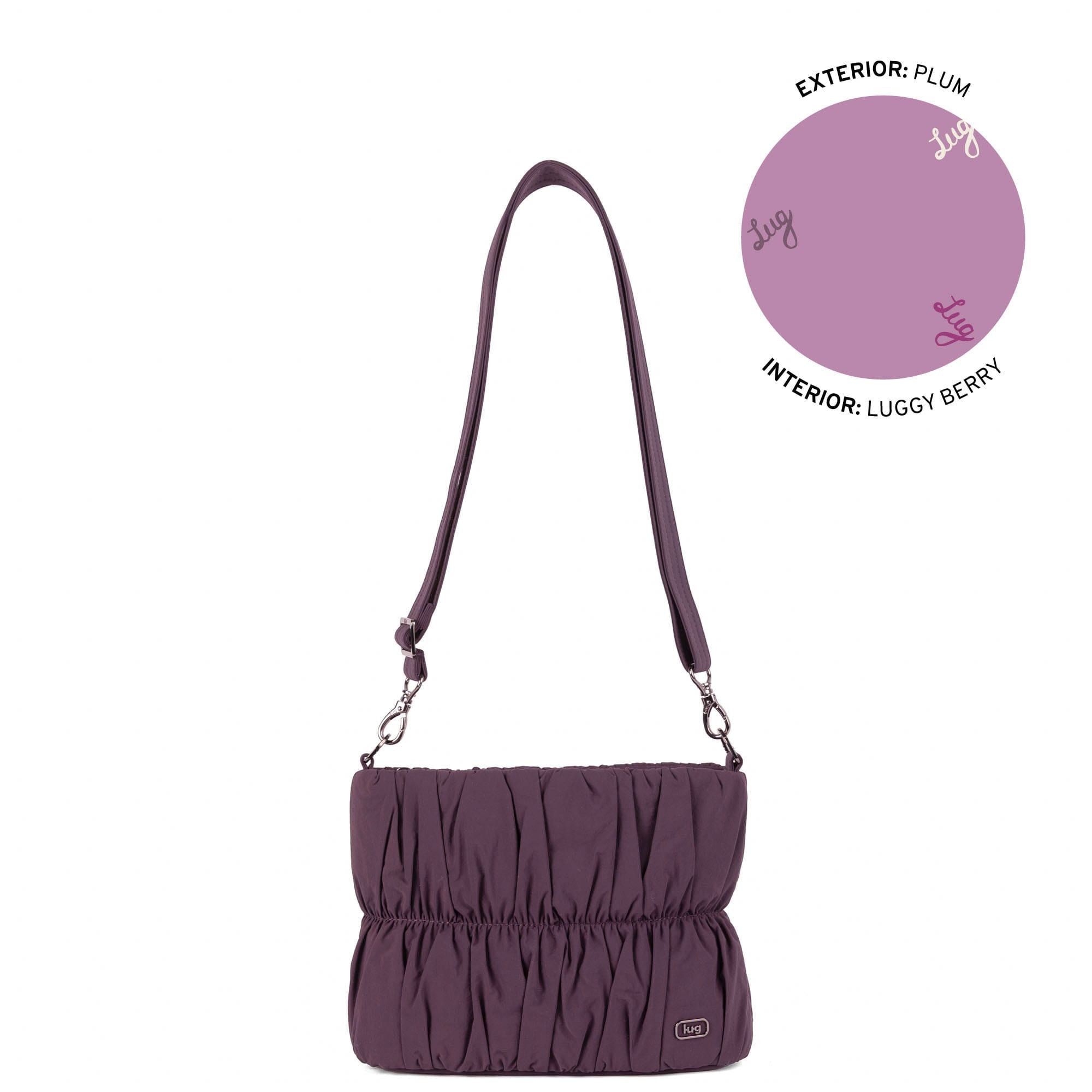 Flounce CloudGo Ruched Crossbody Bag - BLACK - 26159_Flounce_CloudGo_Plum_Angle_01_6292ad98-5c7e-4454-932d-2455756c3c78