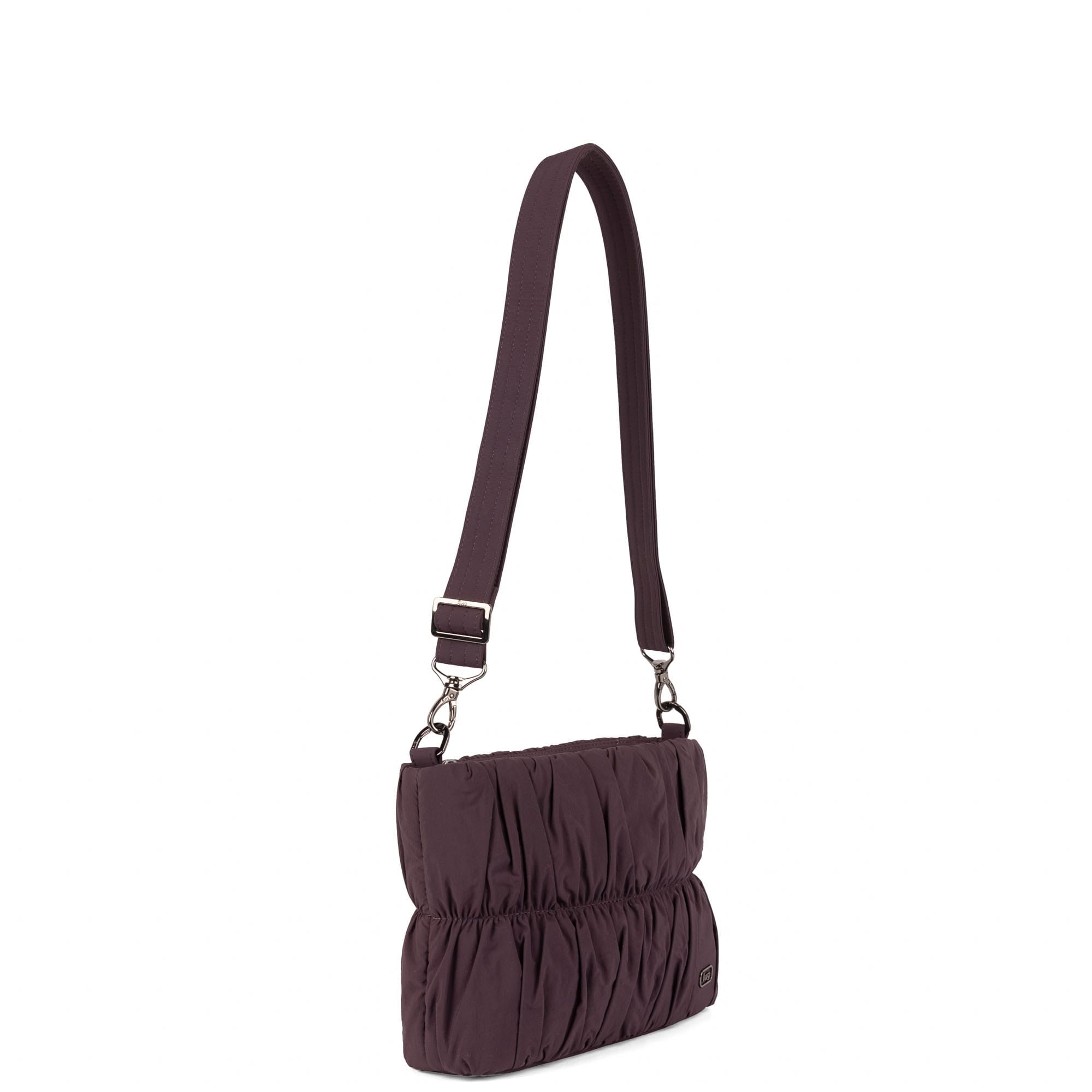 Flounce CloudGo Ruched Crossbody Bag - PLUM - 26159_Flounce_CloudGo_Plum_Angle_02