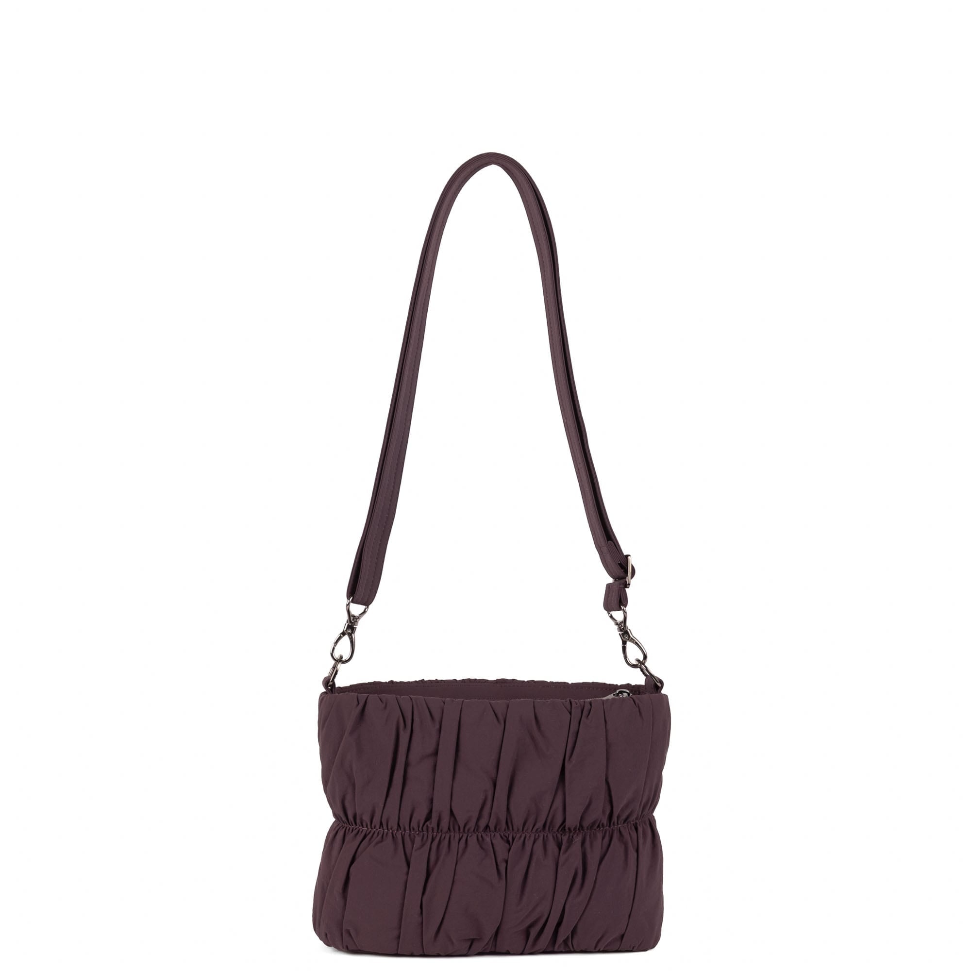 Flounce CloudGo Ruched Crossbody Bag - PLUM - 26159_Flounce_CloudGo_Plum_Angle_04