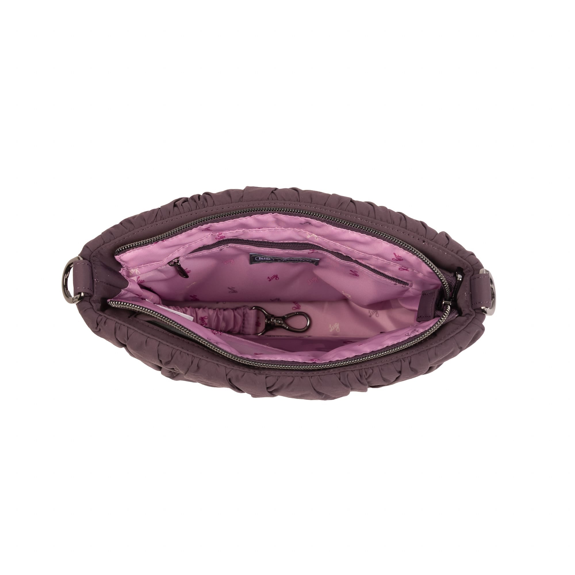 Flounce CloudGo Ruched Crossbody Bag - PLUM - 26159_Flounce_CloudGo_Plum_Angle_05