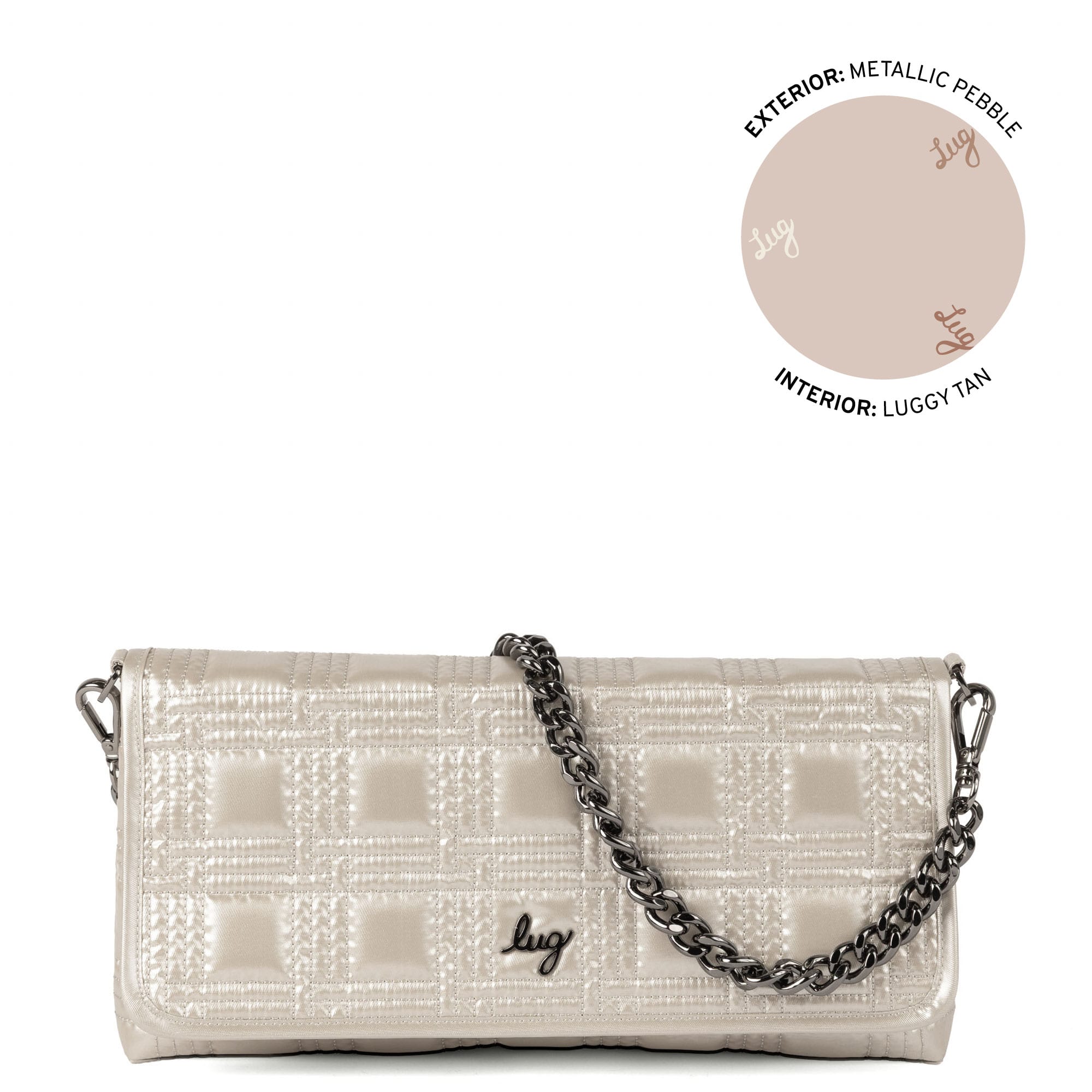 Strut Shoulder Bag - METALLIC PEBBLE - 26162_Strut_MetallicPebble_Angle_01