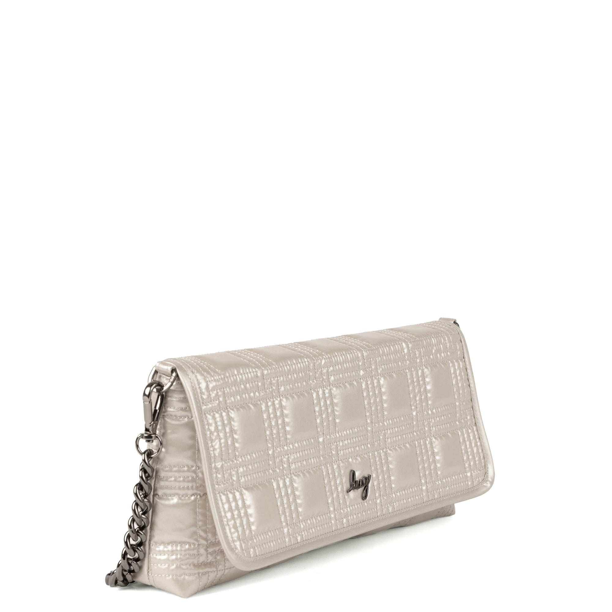 Strut Shoulder Bag - METALLIC PEBBLE - 26162_Strut_MetallicPebble_Angle_02