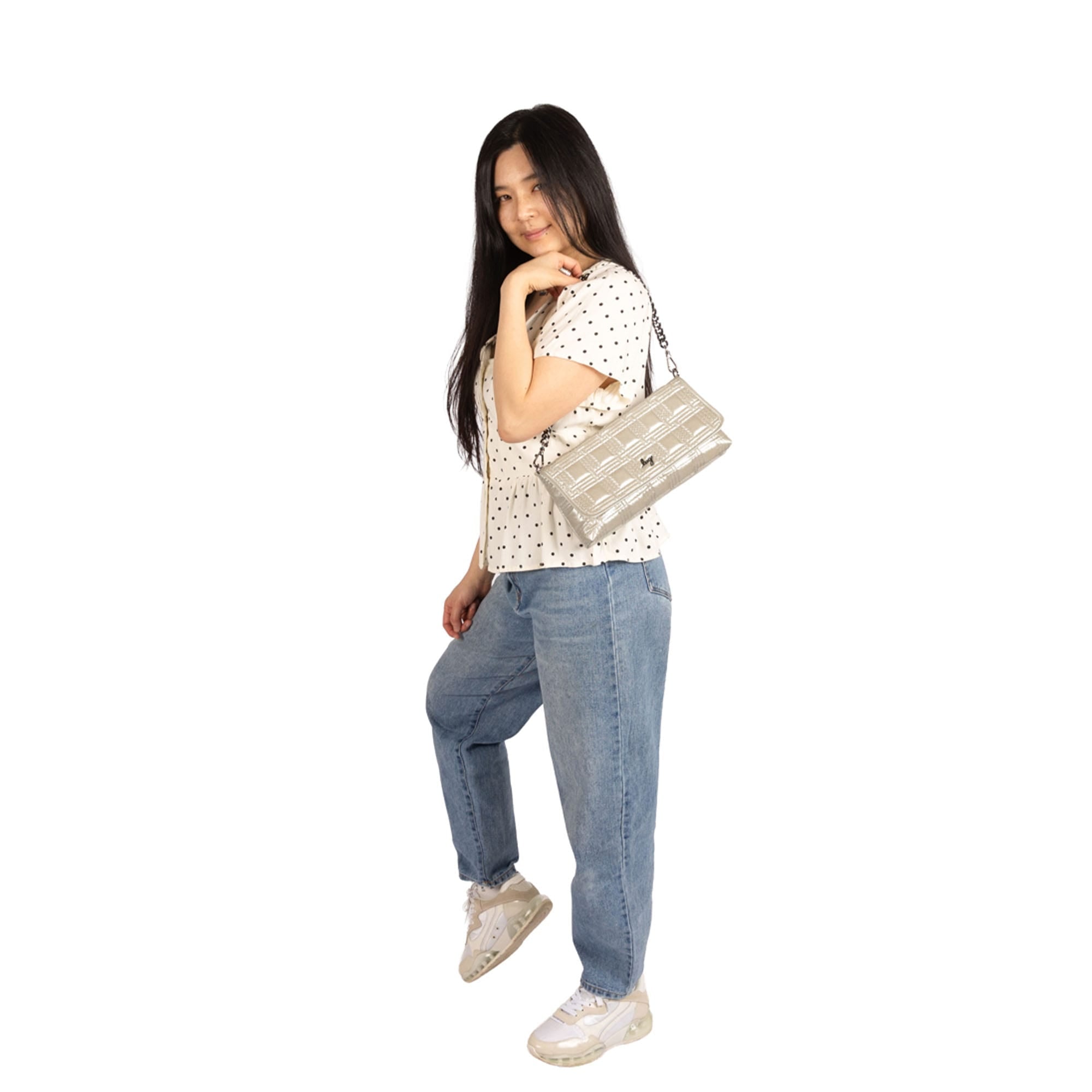 Strut Shoulder Bag - - 26162_Strut_MetallicPebble_BagProportion_01