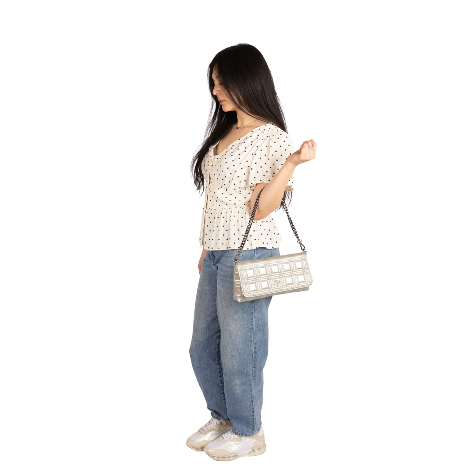 Strut Shoulder Bag - - 26162_Strut_MetallicPebble_BagProportion_02