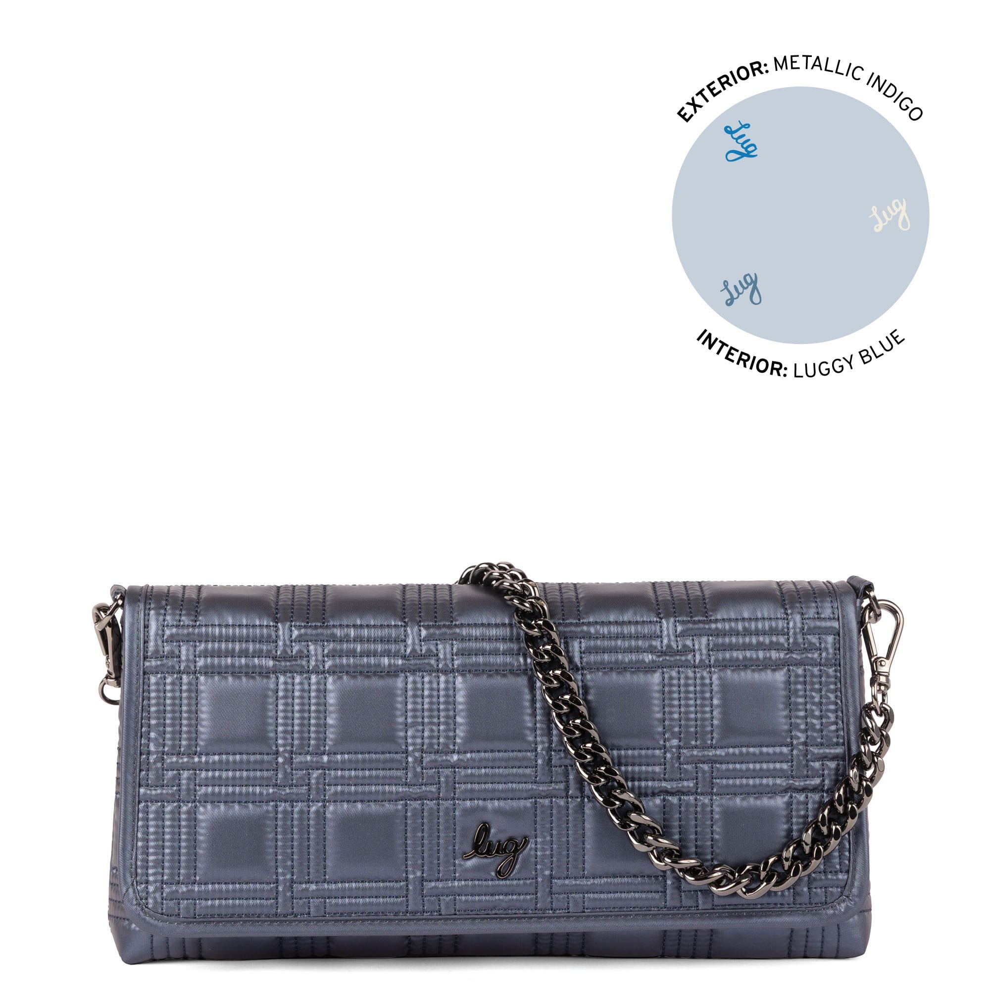 Strut Shoulder Bag - METALLIC INDIGO - 26167_Strut_MetallicIndigo_Angle_01