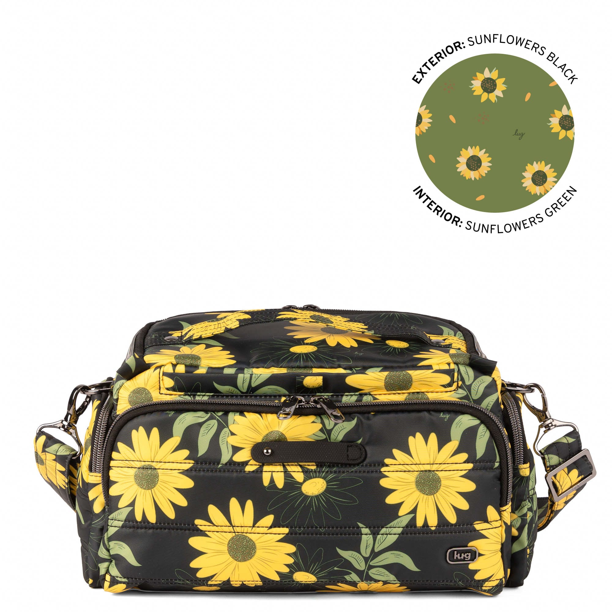 Trolley 3 Crossbody Bag - SUNFLOWERS BLACK - 26174_Trolley3_SunflowersBlack_Angle_01