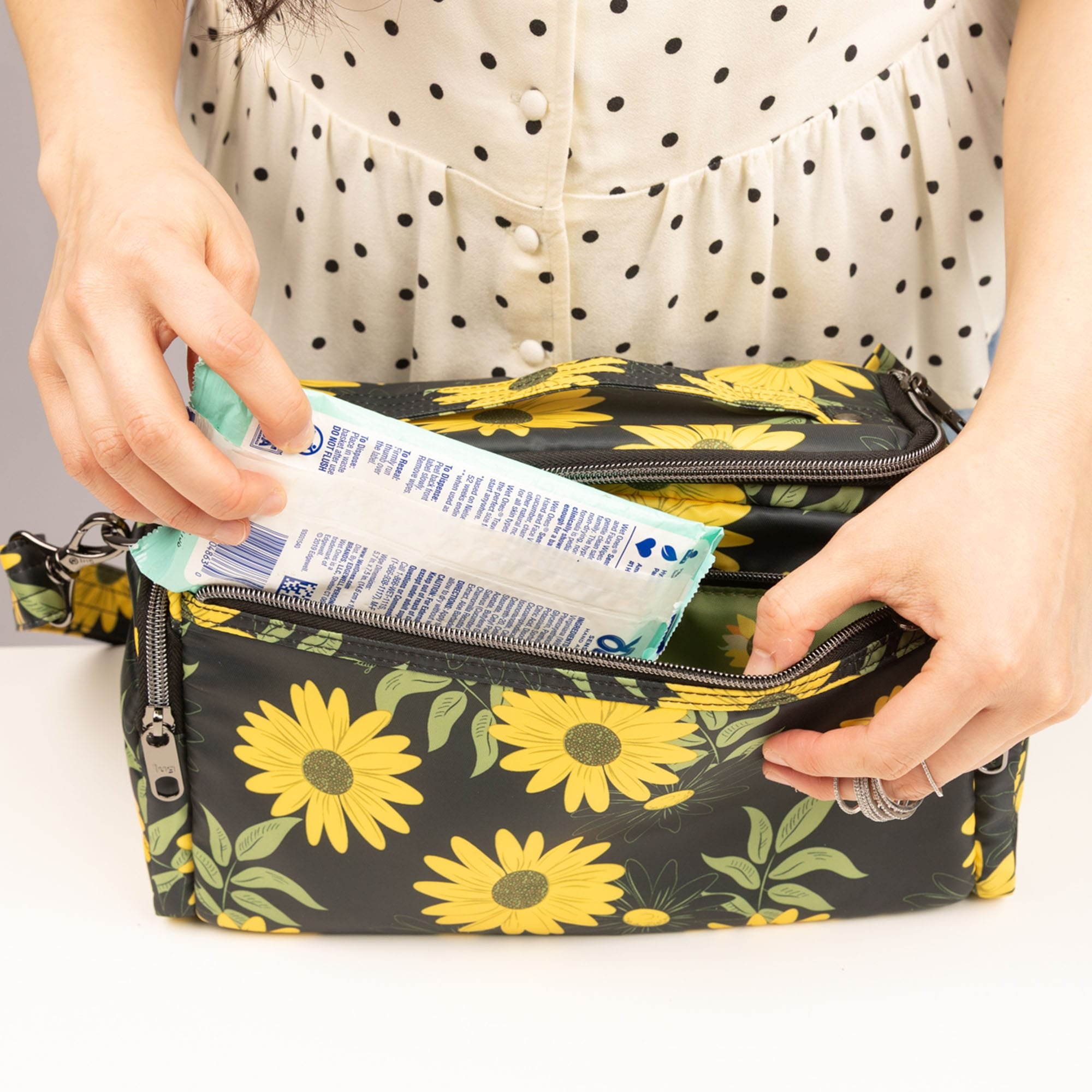 Trolley 3 Crossbody Bag - - 26174_Trolley3_SunflowersBlack_Lifestyle_08