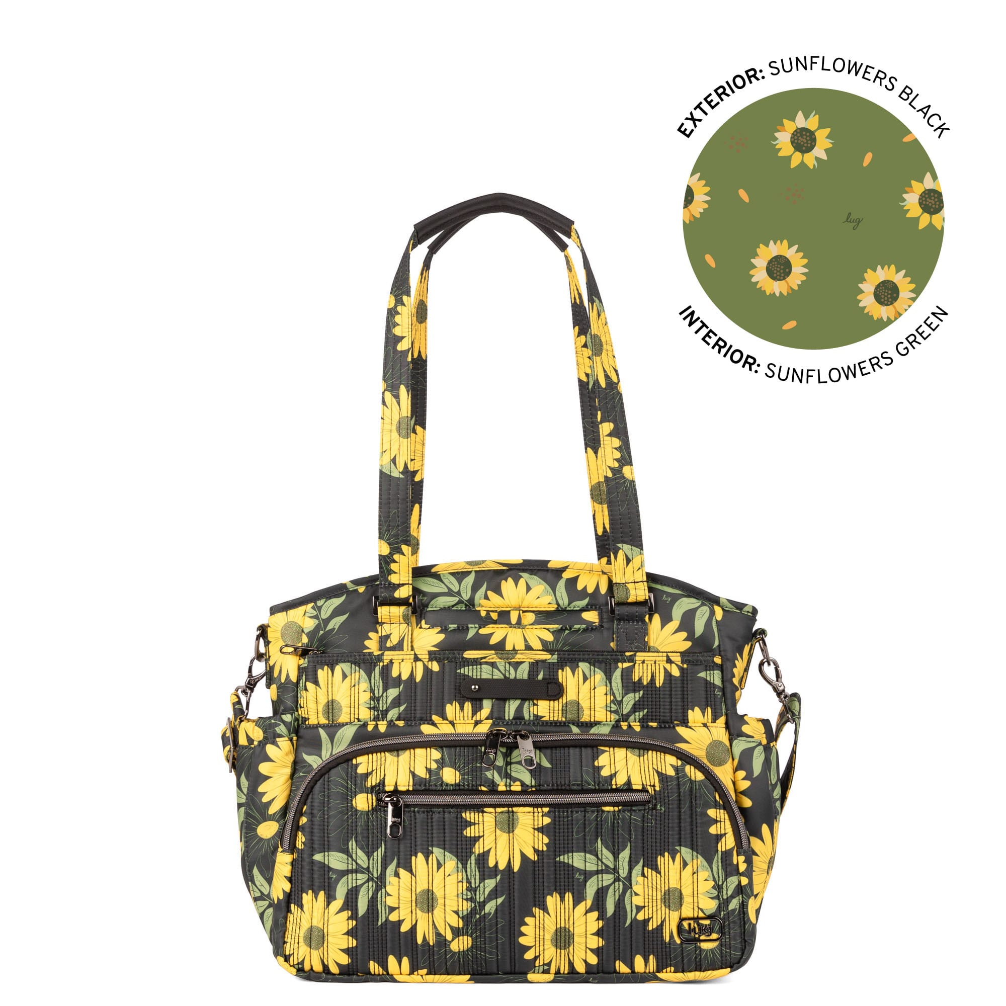 Windjammer Large Convertible Tote Bag - SUNFLOWERS BLACK - 26184_Windjammer_LargeTote_SunflowerBlack_Angle_01