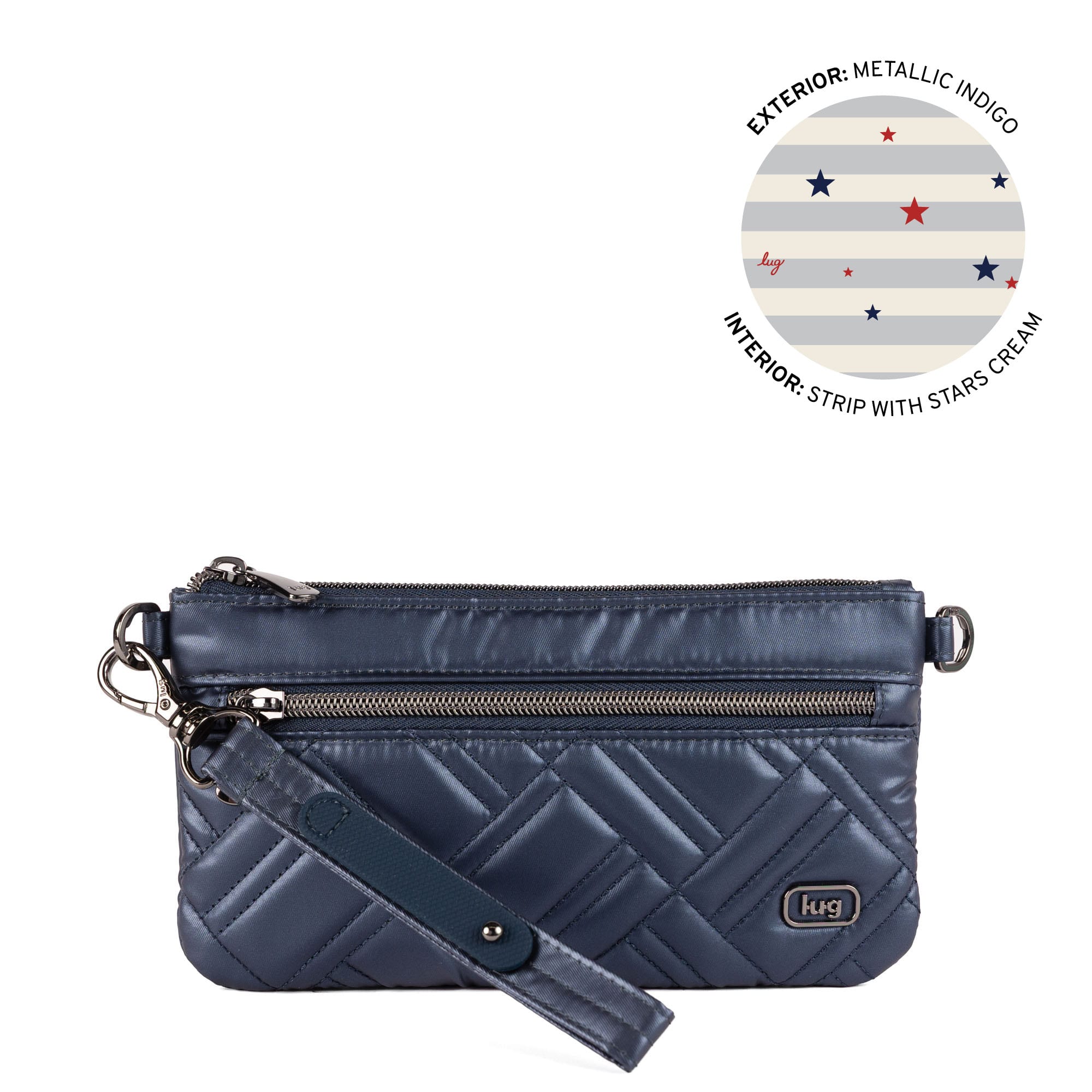 Super Metro XL Wristlet with Charm Bar - METALLIC INDIGO - 26263_SuperMetroXL_MetallicIndigo_Angle_01
