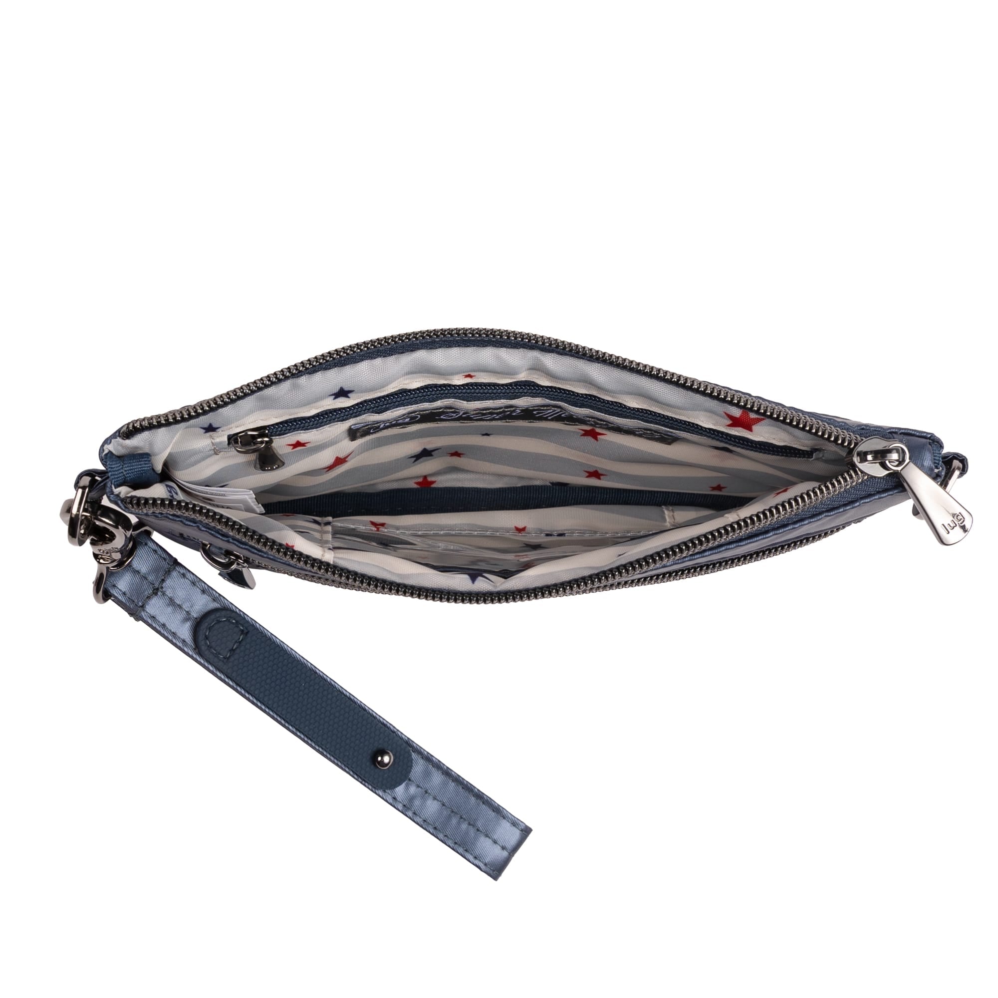 Super Metro XL Wristlet with Charm Bar - METALLIC INDIGO - 26263_SuperMetroXL_MetallicIndigo_Angle_05