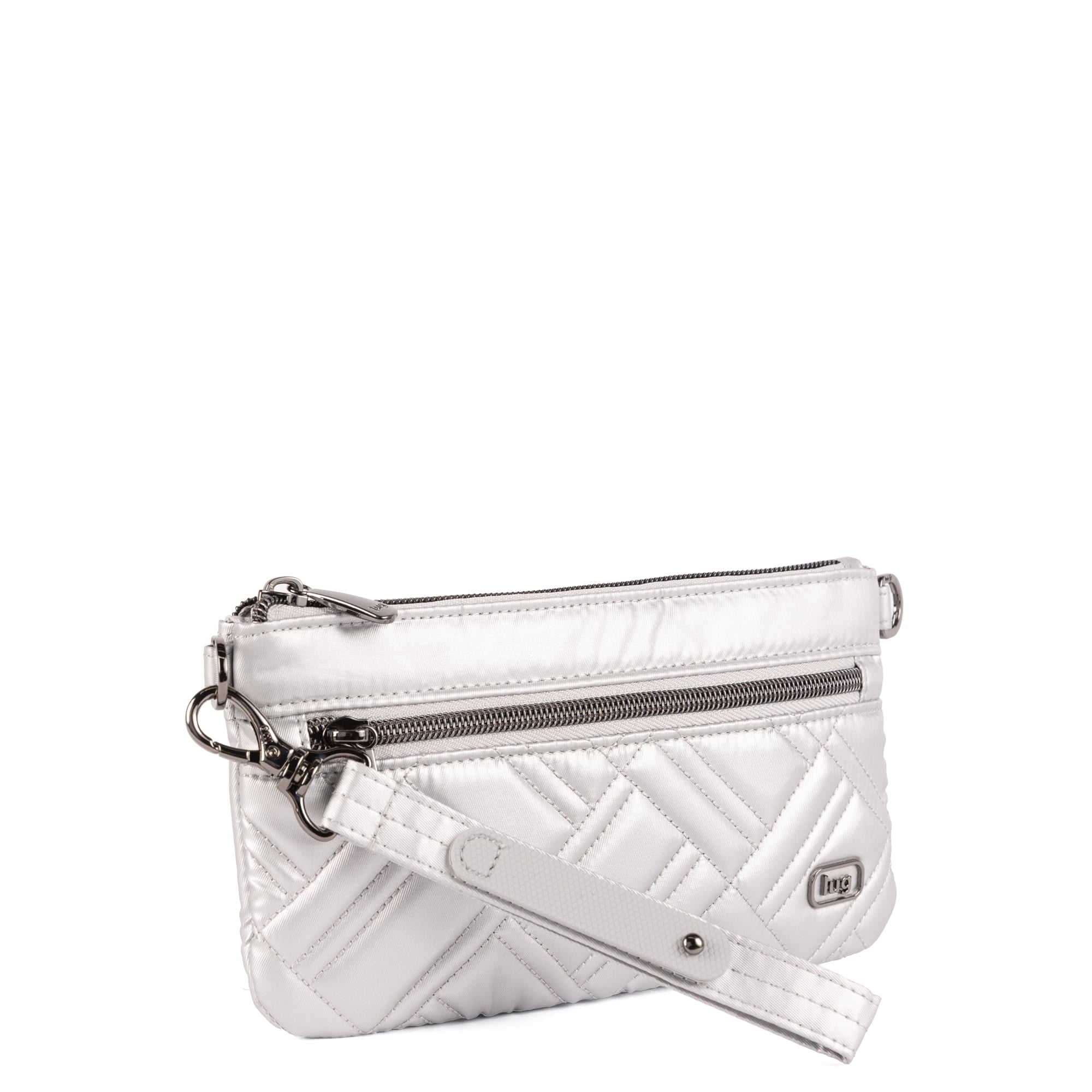 Super Metro XL Wristlet with Charm Bar - METALLIC SILVER - 26268_SuperMetroXL_MetallicSilver_Angle_02