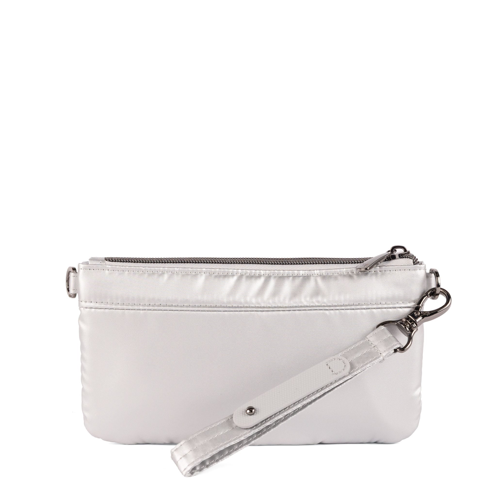 Super Metro XL Wristlet with Charm Bar - METALLIC SILVER - 26268_SuperMetroXL_MetallicSilver_Angle_03