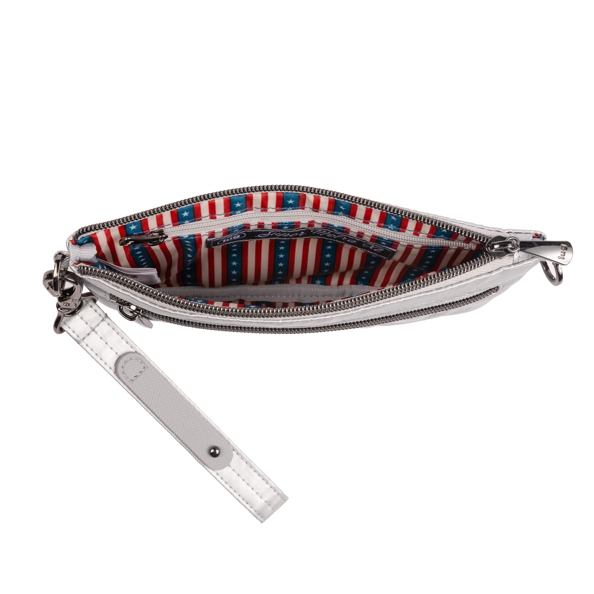 Super Metro XL Wristlet with Charm Bar - METALLIC SILVER - 26268_SuperMetroXL_MetallicSilver_Angle_05