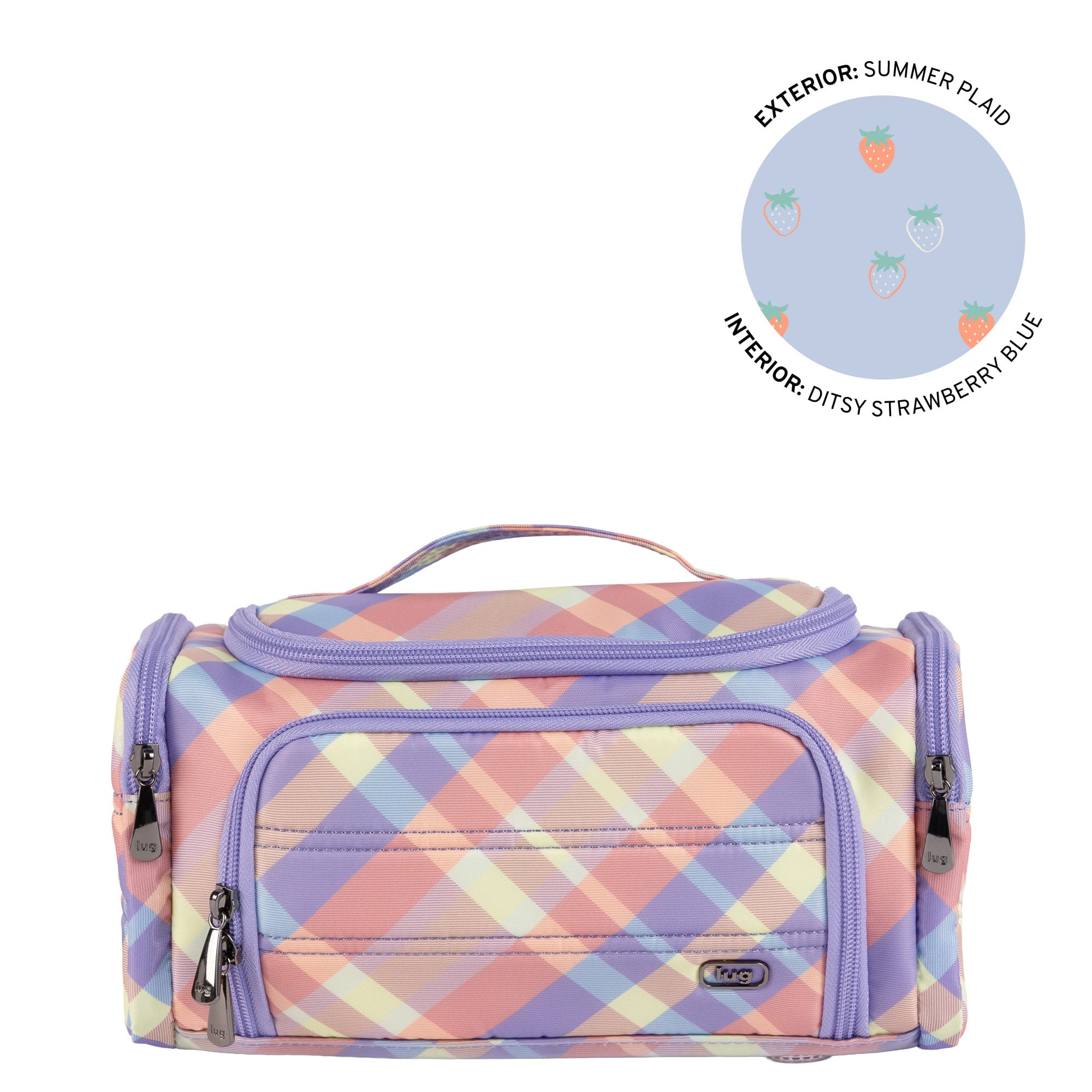 Trolley Medium 2 Cosmetic Case - SUMMER PLAID - 26334_TrolleyMedium2_SummerPlaid_Angle_01