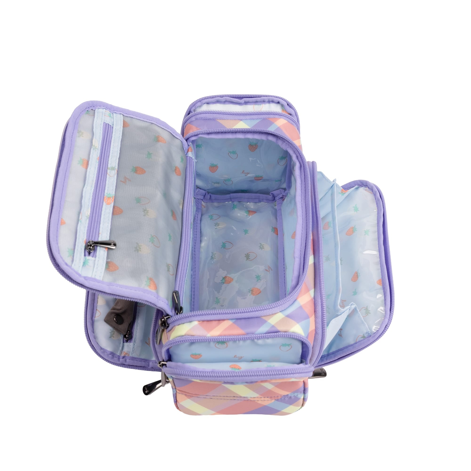 Trolley Medium 2 Cosmetic Case - SUMMER PLAID - 26334_TrolleyMedium2_SummerPlaid_Angle_06